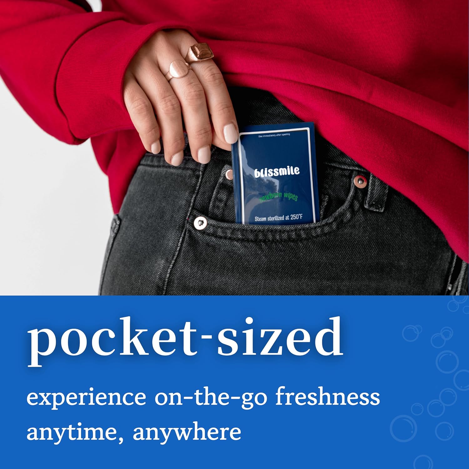 Mini Travel Wipes - 100% Water - Individually Wrapped - For Hand, Face & Body - Unscented Wet Wipes
