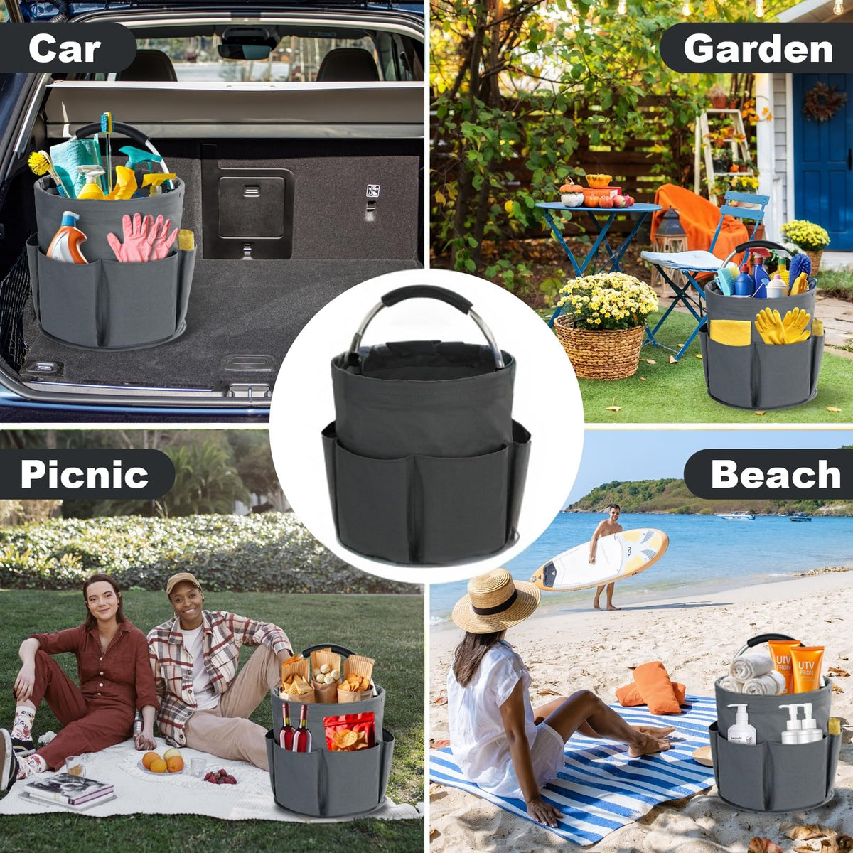 Bototack Cleaning Caddy with Handle, Cleaning Products Organiser, 17L Foldable Storage Basket