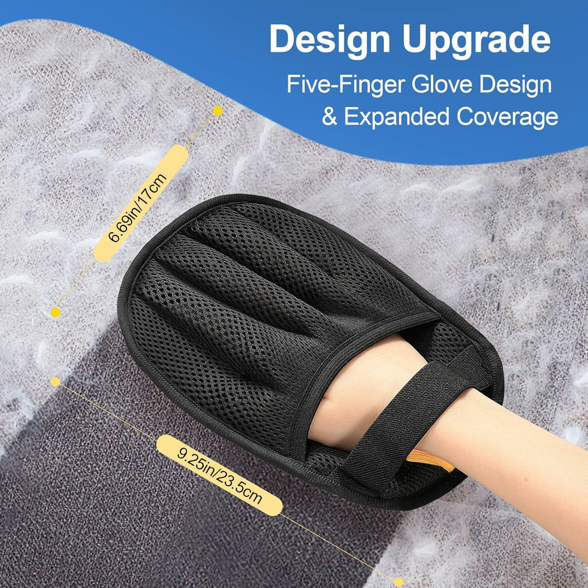 Pet Hair Removal Glove for Cats & Dogs, Upgraded Five-Finger Electrostatic Pet Hair Gloves