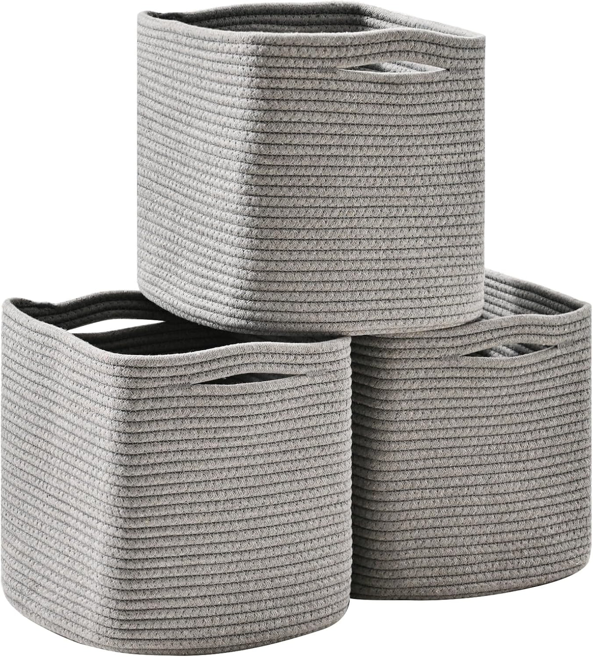 11 Inch Cube Storage Bins, Storage Cube Organizer Bins, Woven Cotton Rope Basket for Storage