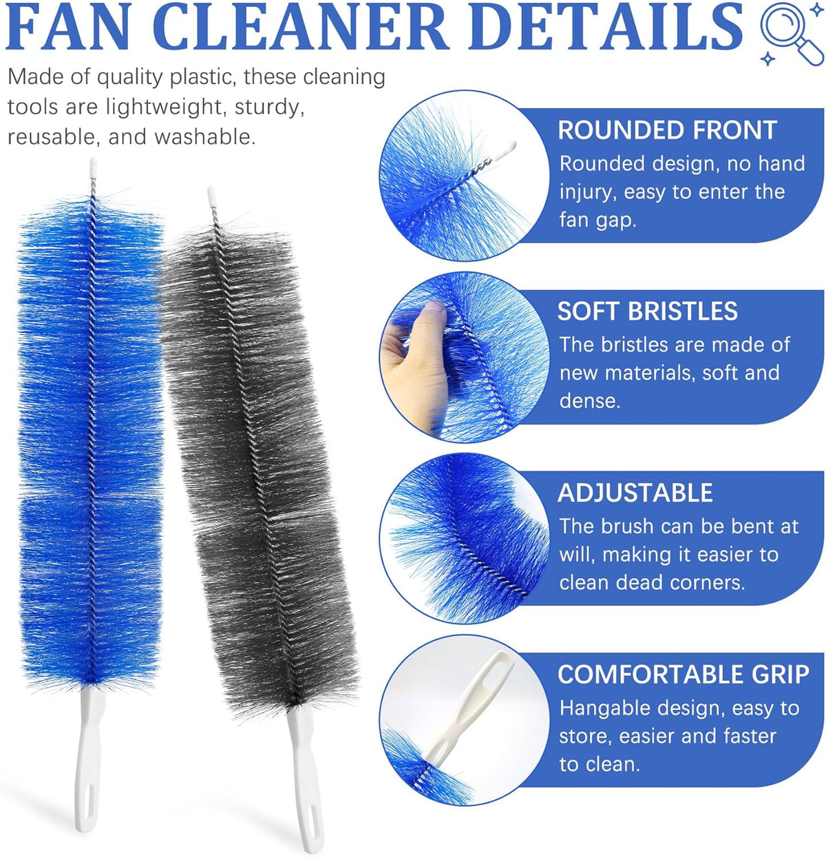 10Pcs Floor Fan Cleaning Brush Set, Bendable Fan Duster, Microfiber Detail Duster Sticks, Cleaning