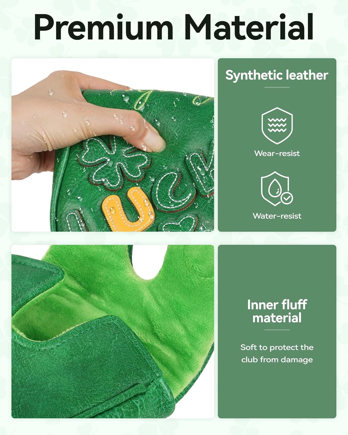 Golf Headcovers Golf Club Head Covers Four Leaf Clover Good Luck Charm - Clover Style Premium