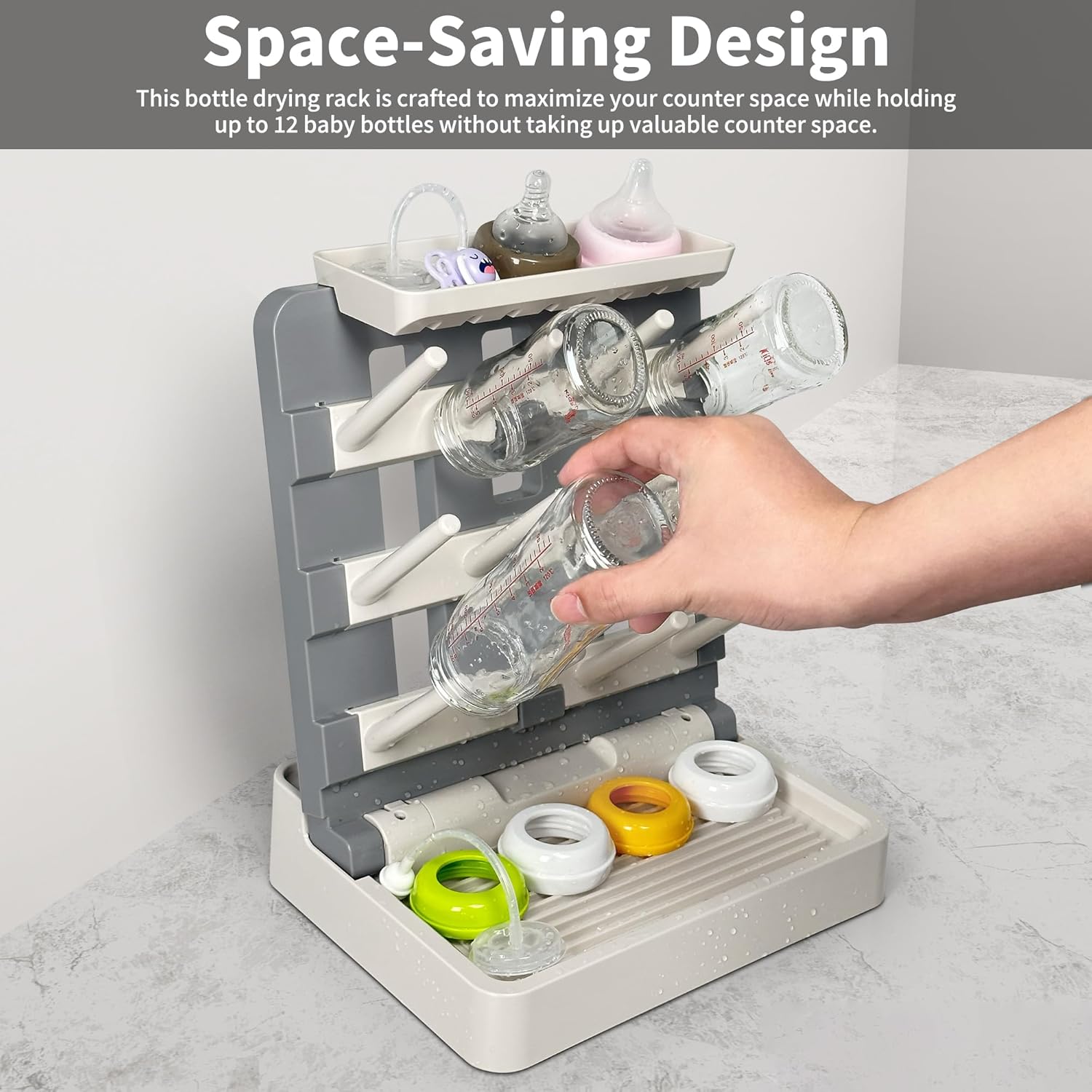 Baby Bottle Drying Rack, Vertical Standing Bottle Dryer Rack Holder-Space Saving Baby Bottle Drying