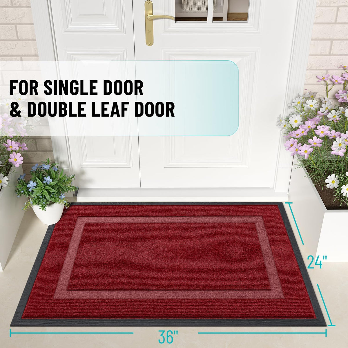 OLANLY Front Door Mat Indoor Outdoor Entrance, Waterproof All-Season, All-Weather Doormat, Sturdy