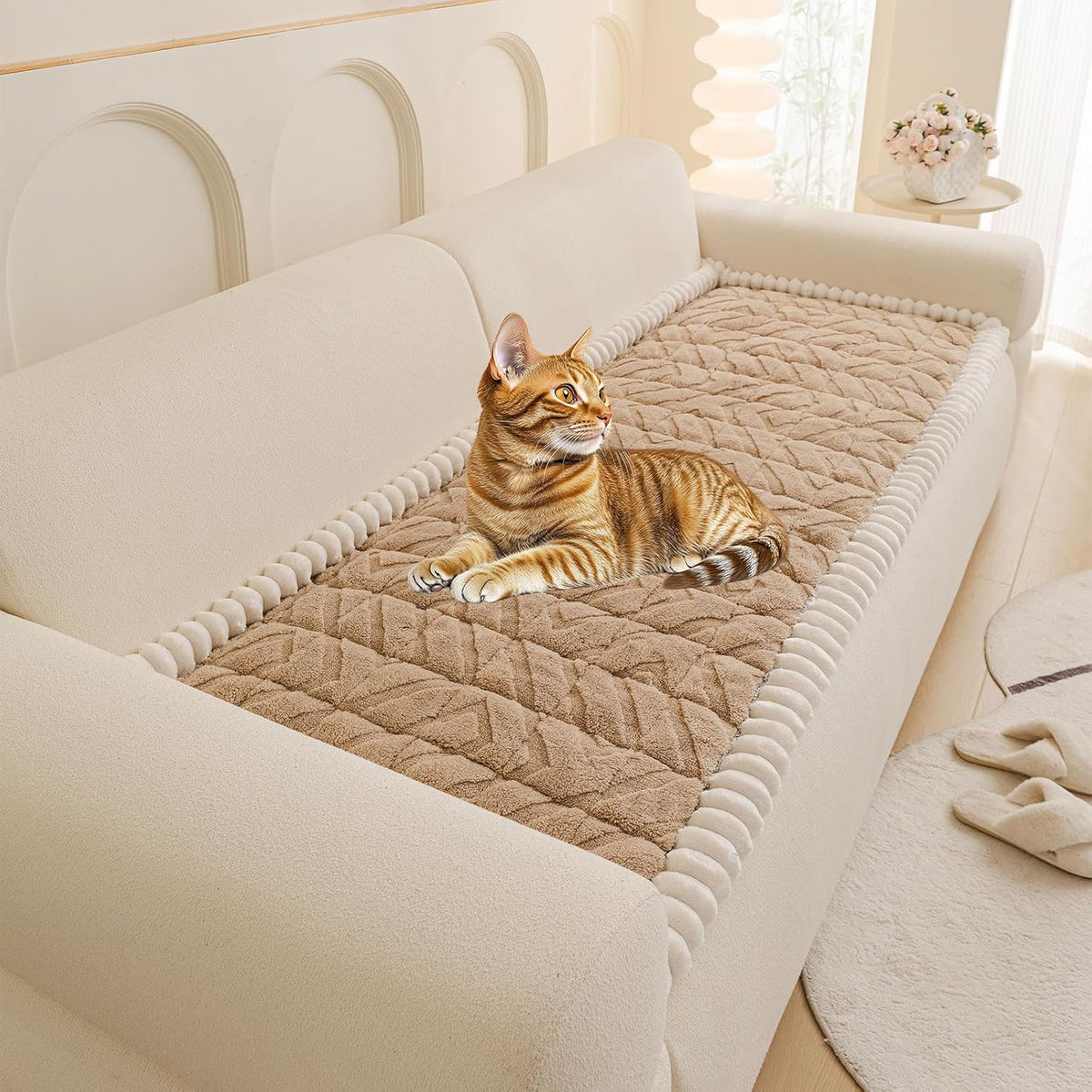 OTOB Couch Covers for 3 Cushion Couch Sofa Pet Friendly, Washable & Non Slip Geometric Jacquard
