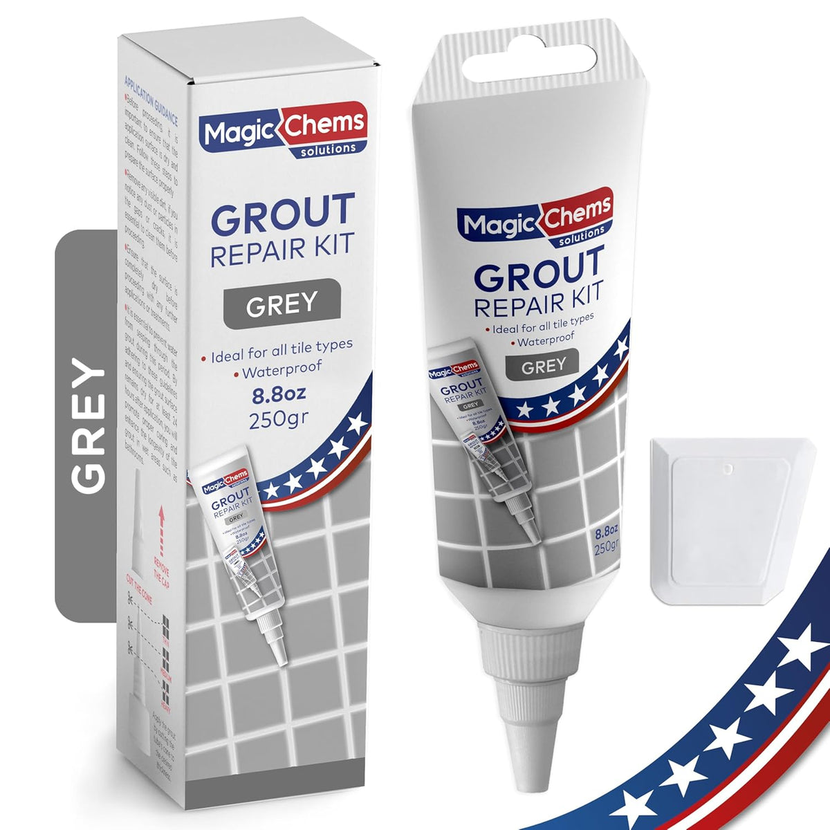 Tile Grout Repair, Grey 8.8 oz/250gr. Fast Drying Grout Repair Kit, Grout Filler Tube Repair Kit