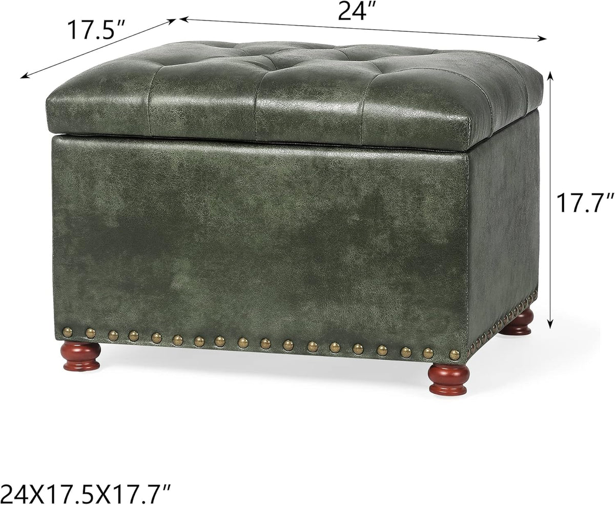 Joveco Storage Ottoman Rectangular Tufted Upholstered Ottomans with Rivet, Footrest Footstool Seat