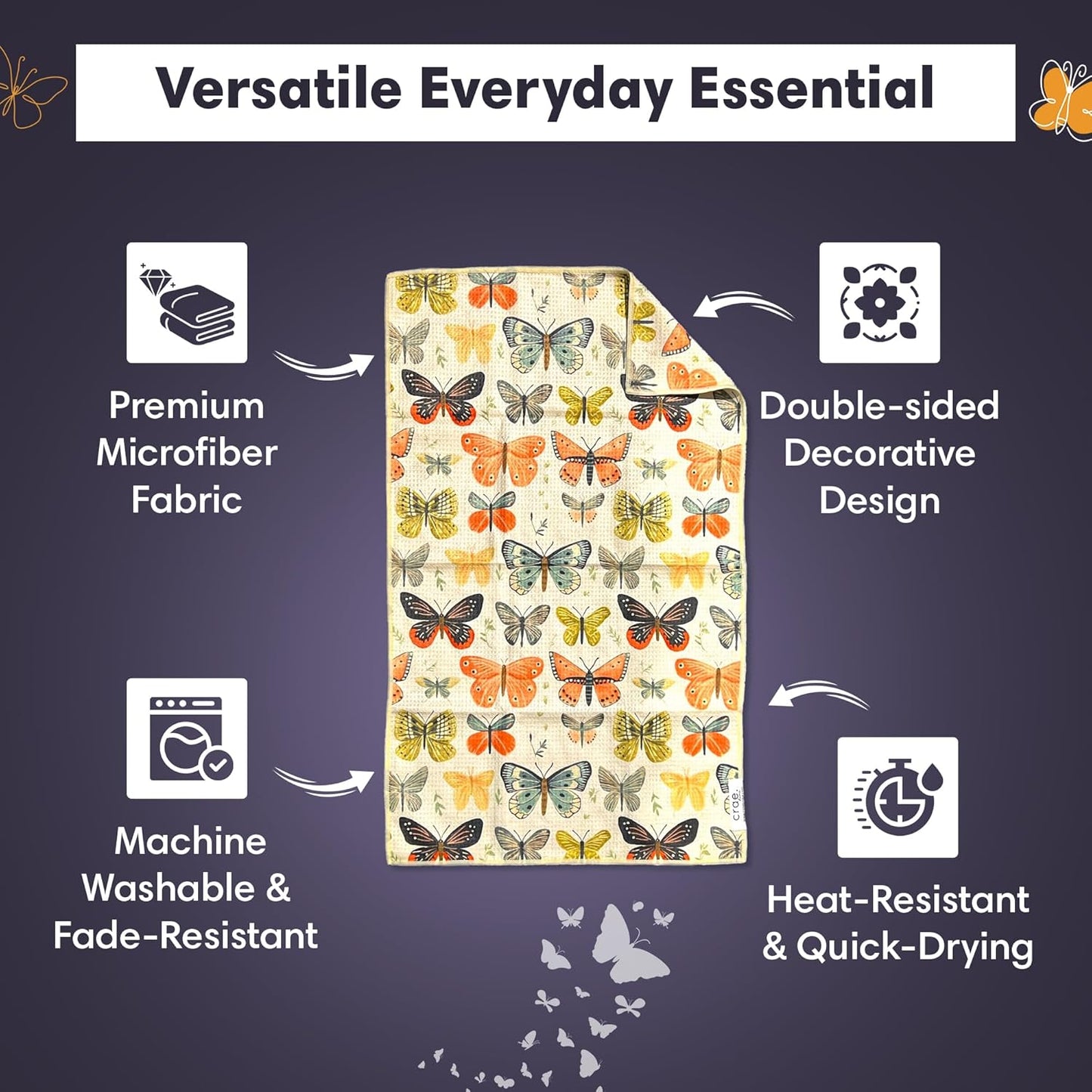 Microfiber Hand Towel & Washcloth Set of 2 - Double-Sided, Waffle Weave, Super Absorbent