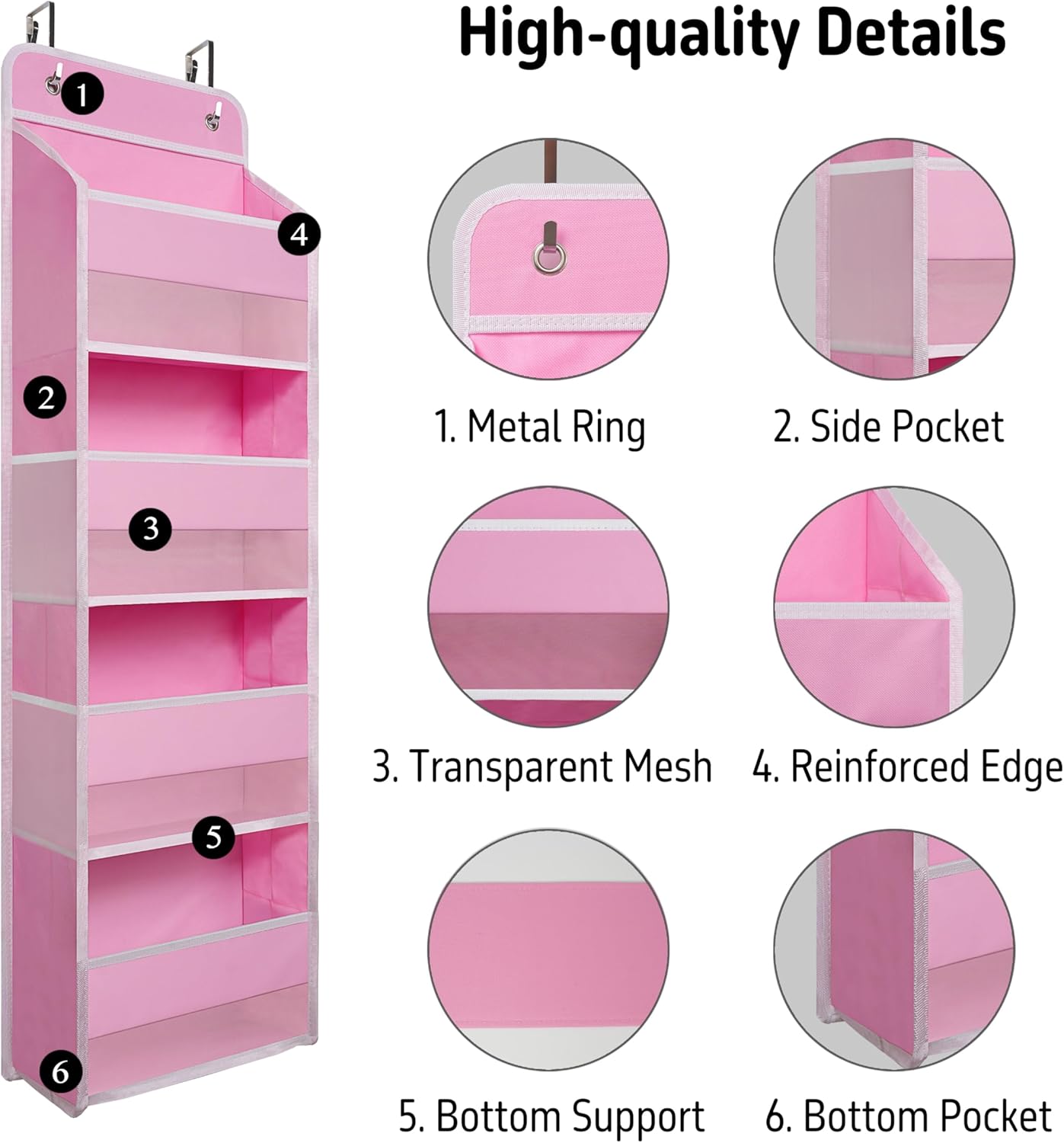 Over The Door Hanging Organizer with 4 Large Pockets – Closet, Bathroom, Nursery, Bedroom, Dorm
