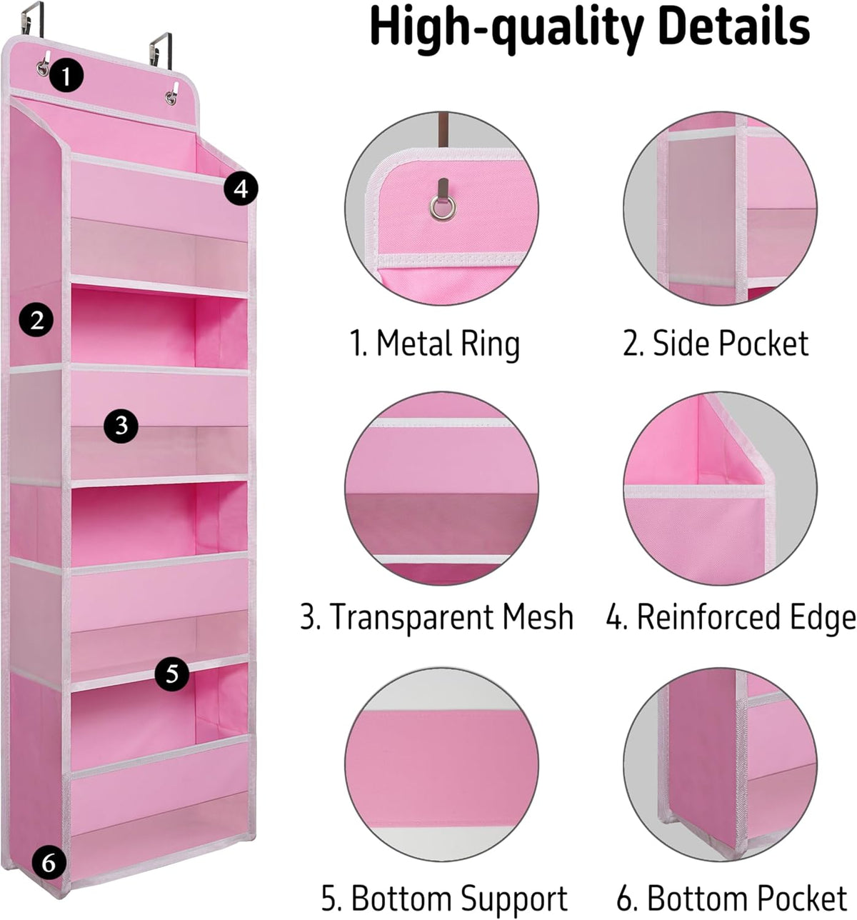 Over The Door Hanging Organizer with 4 Large Pockets – Closet, Bathroom, Nursery, Bedroom, Dorm