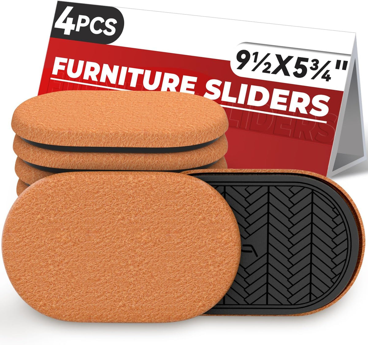 9½"x5¾ Felt Furniture Sliders for Hardwood Floors, 4PCS Oval Furniture Pads for Wood Floors
