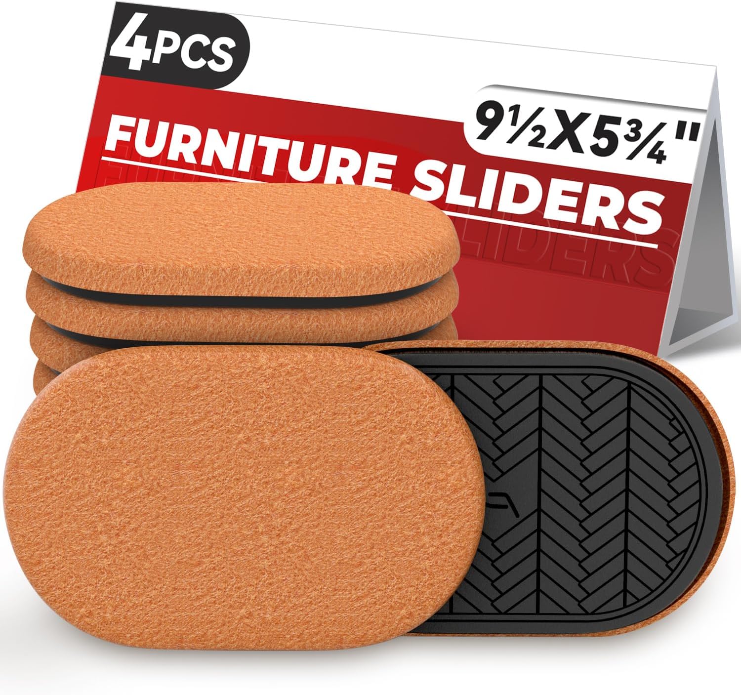 9½"x5¾ Felt Furniture Sliders for Hardwood Floors, 4PCS Oval Furniture Pads for Wood Floors