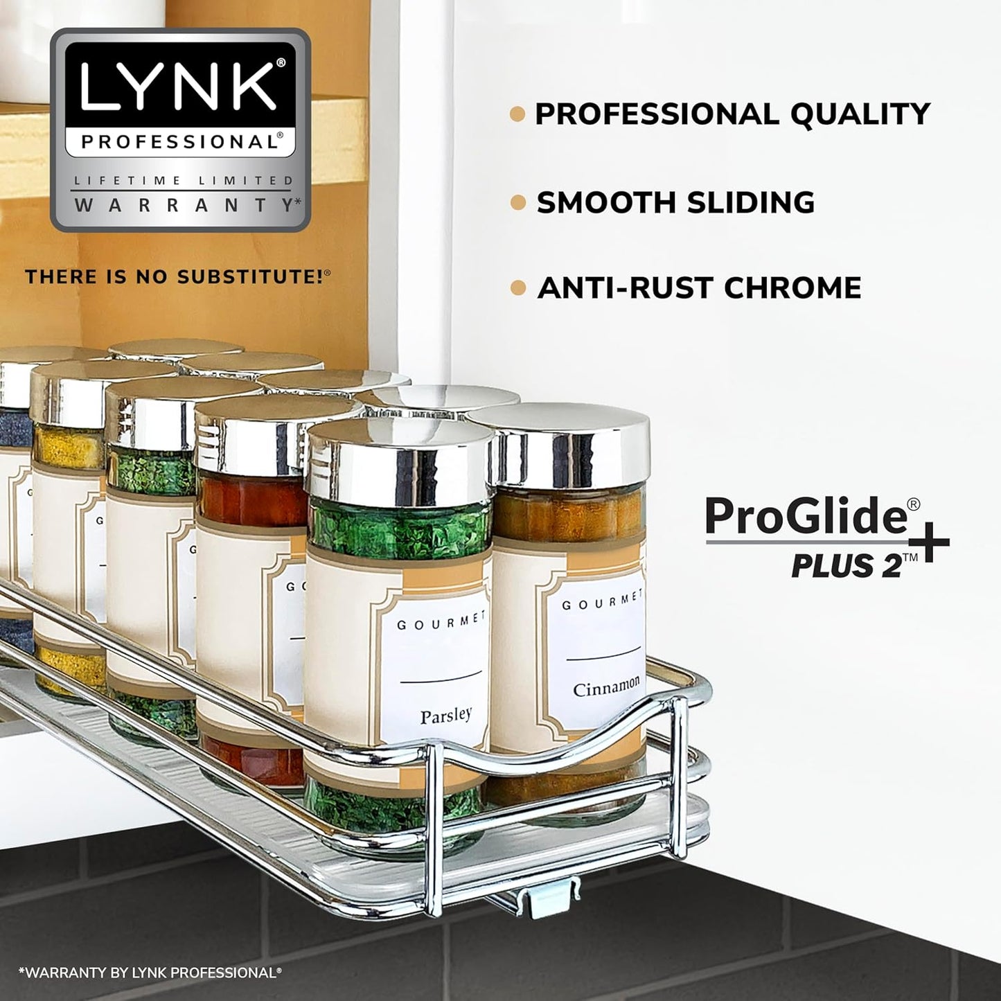 LYNK PROFESSIONAL® Pull Out Spice Rack Organizer for Inside Kitchen Cabinets - 4-1/4 inch Wide