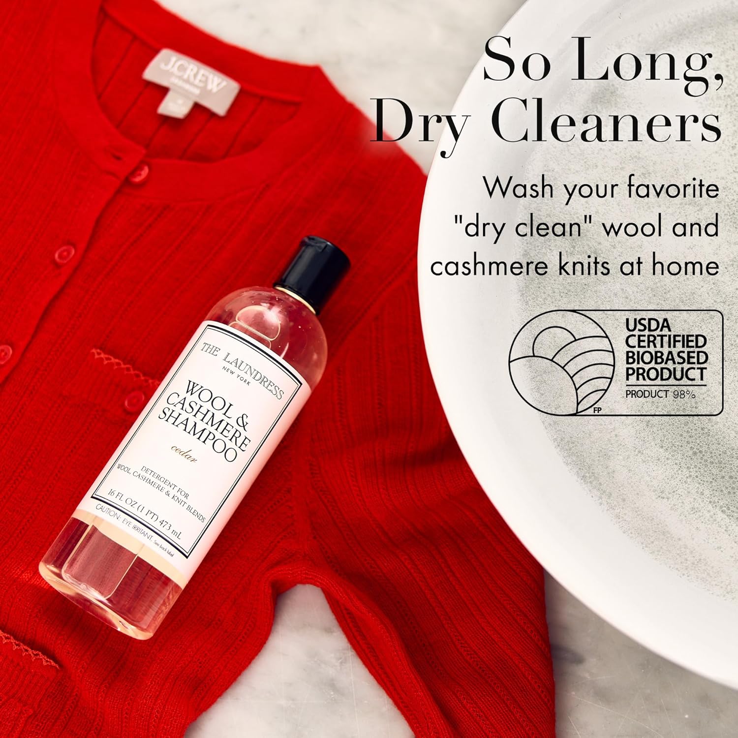 The Laundress Wool & Cashmere Shampoo, Double Concentrated, Cedar Scent, Wool Detergent, Wool Wash
