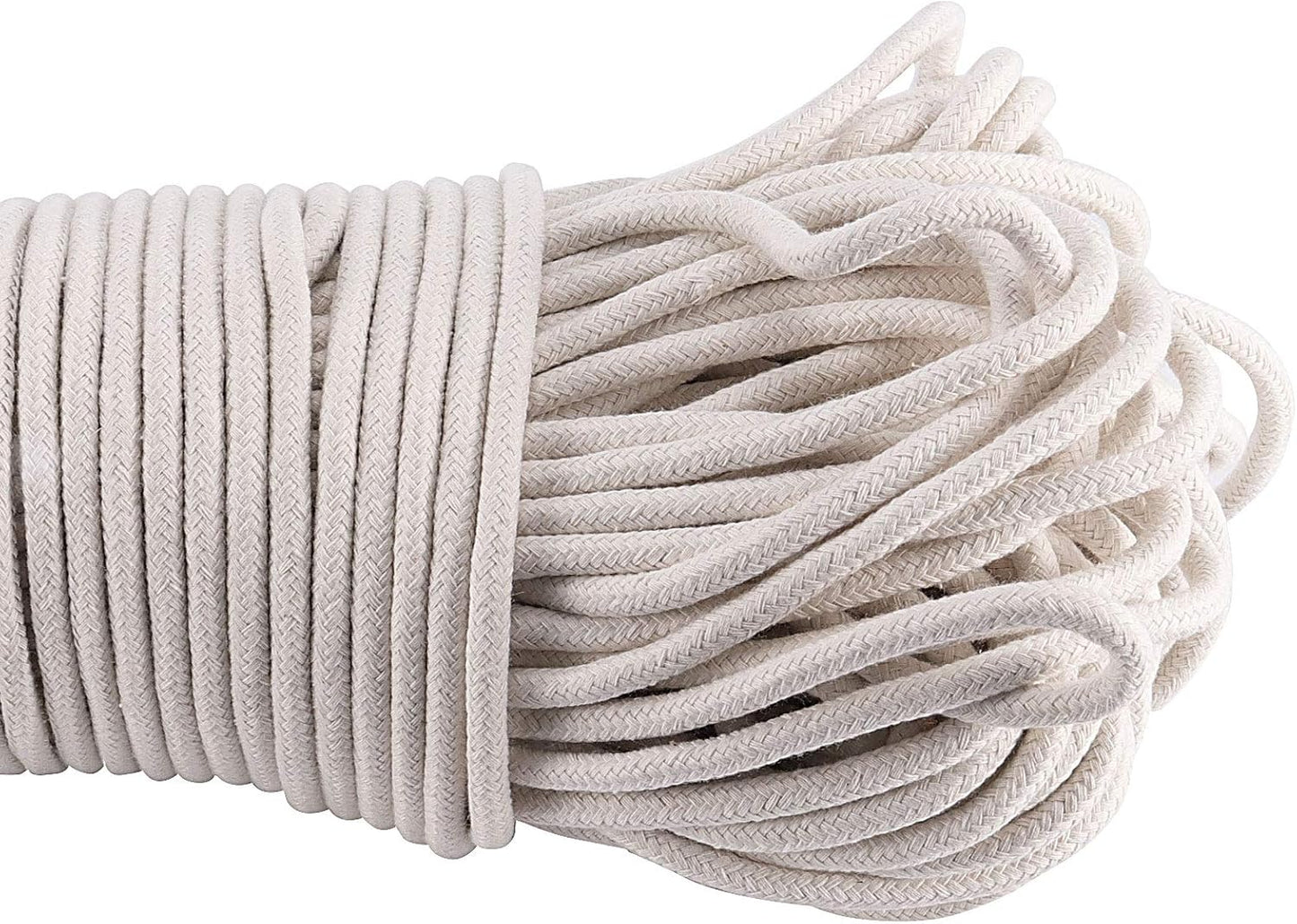 328 Feet 1/4 Inch White Natural Cotton Rope, Cotton Clothesline Rope, All-Purpose Craft Rope for