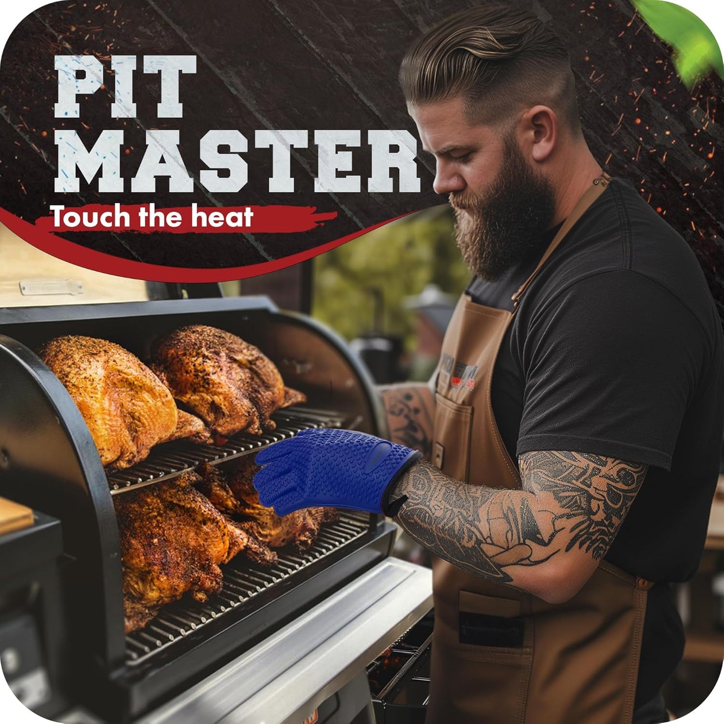 KITCHEN PERFECTION S Silicone Smoker Oven Gloves -Extreme Heat Resistant BBQ Gloves -Handle Hot
