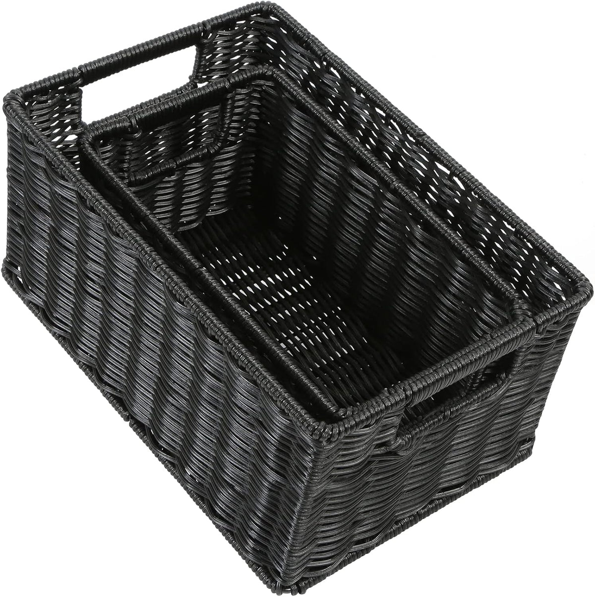 HOONEX Wicker Baskets for Storage, Plastic Baskets for Organizing with Dual Handles, Woven Baskets