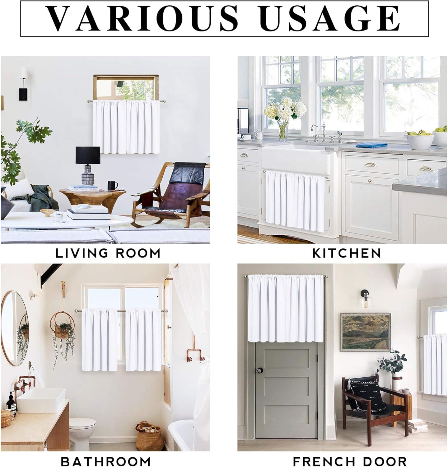 RYB HOME Blackout Curtains for Kitchen, Over Sink Privacy Curtains Window Decor, Thermal Insulating