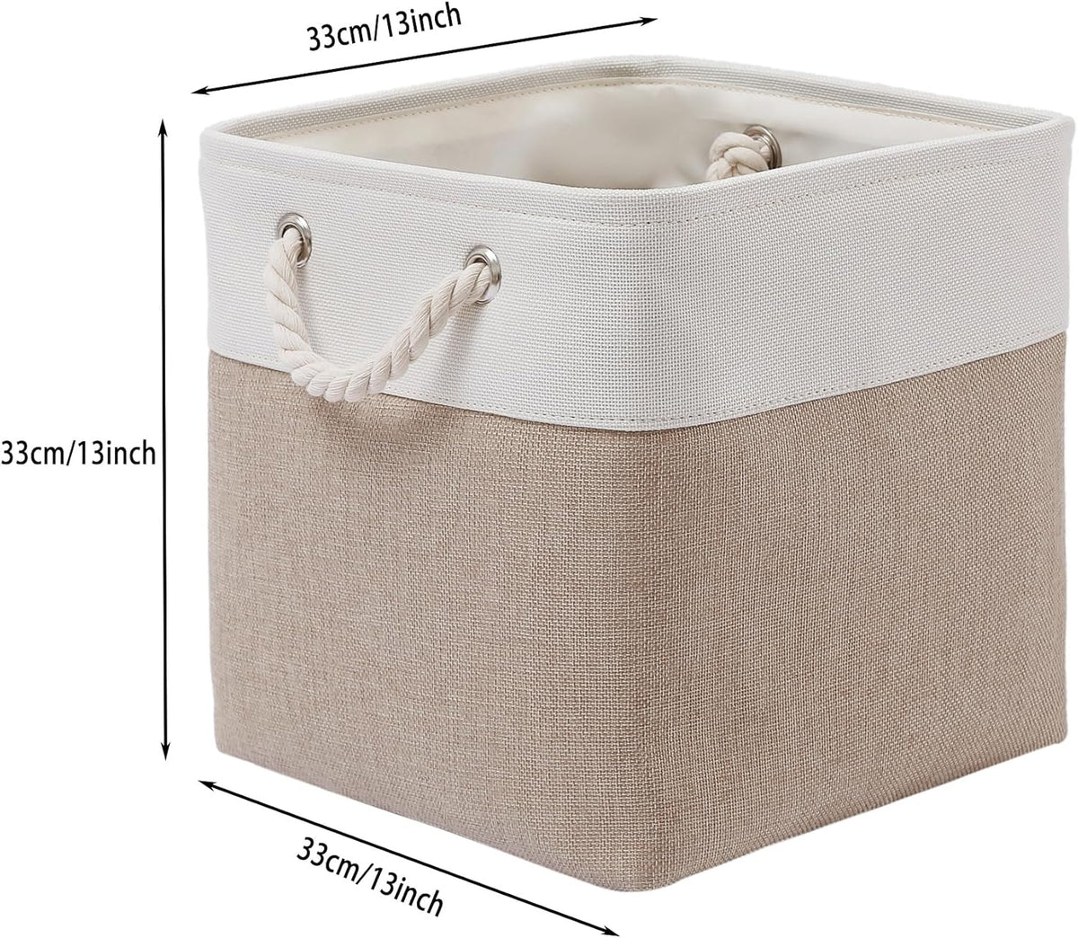 13 x 13 Inch Cube Storage Bins, 4 Pack Large Collapsible Fabric Storage Bin with Ropes, Foldable