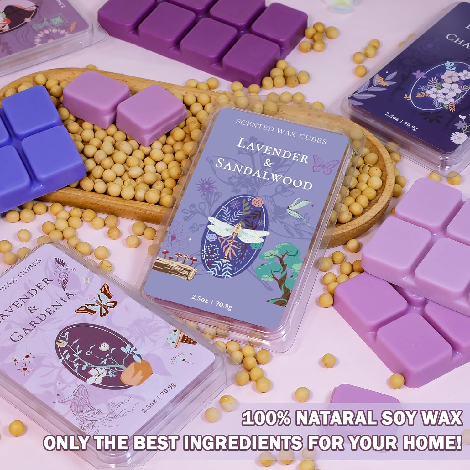 SCENTORINI Wax Melts, Wax Cubes Strong Scent, Long Lasting Lavender Scented for Sleep, Wax Melts