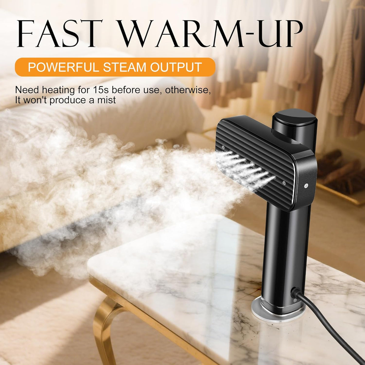 Steamer for Clothes, Portable Handheld Garment Steamer for Fabric Wrinkles Remover, 15s Fast