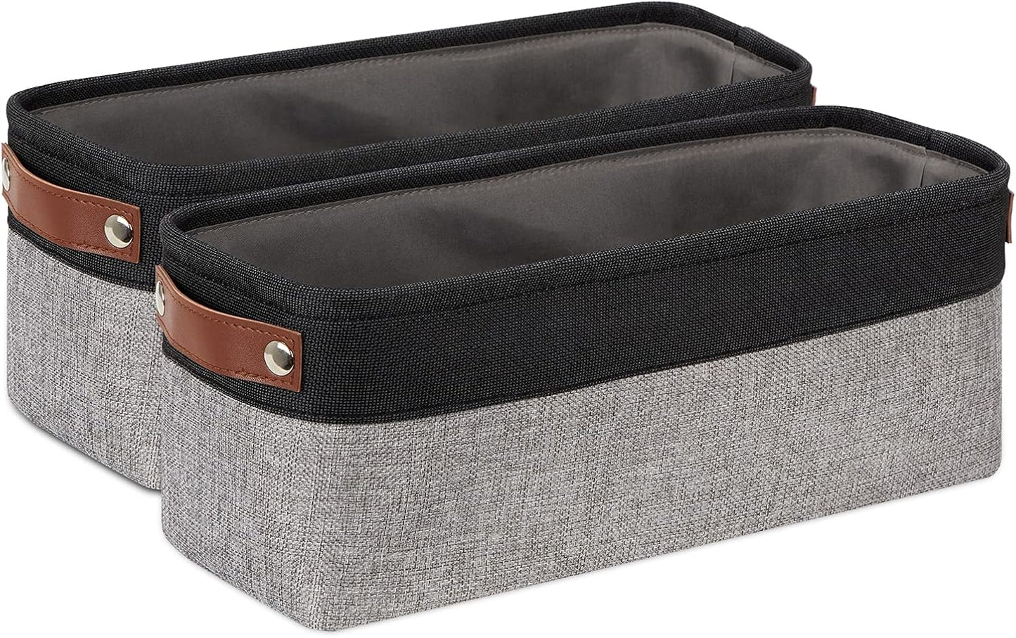 DULLEMELO Small Bathroom Baskets for Toilet Fabric Storage Baskets 2 Pack - 15"x6"x5.5" Foldable