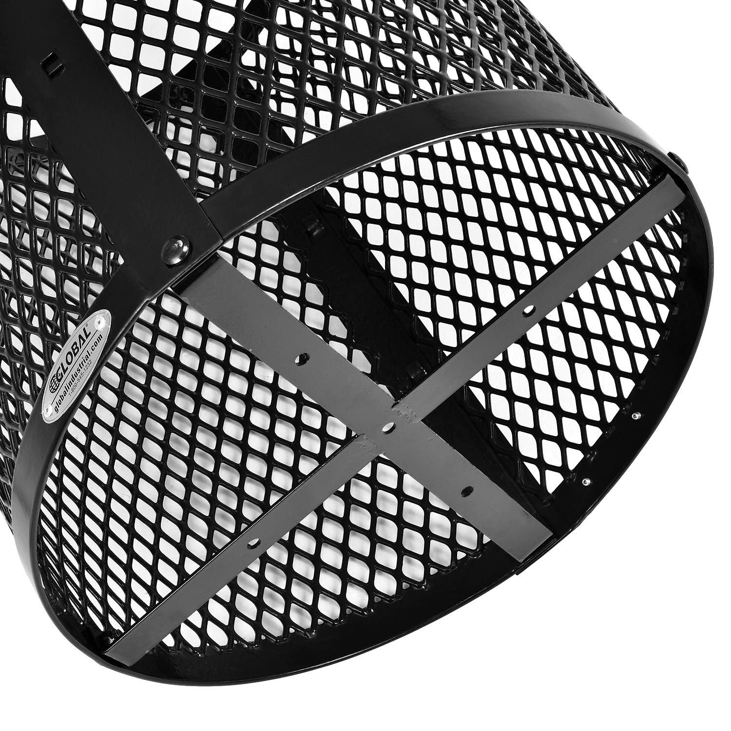 Global Industrial Outdoor Diamond Steel Trash Can with Flat Lid and Plastic Liner, 36 Gallon