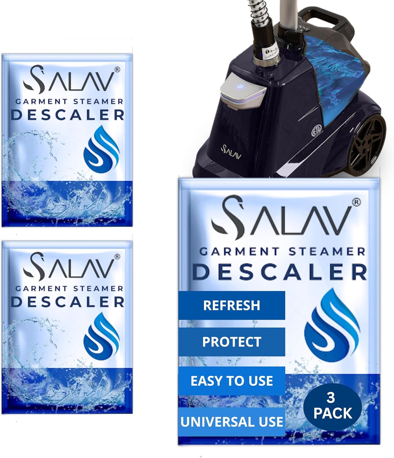 SALAV Garment Steamer Descaler/Decalcifier Packets for Mineral Deposits and Build-up Removal