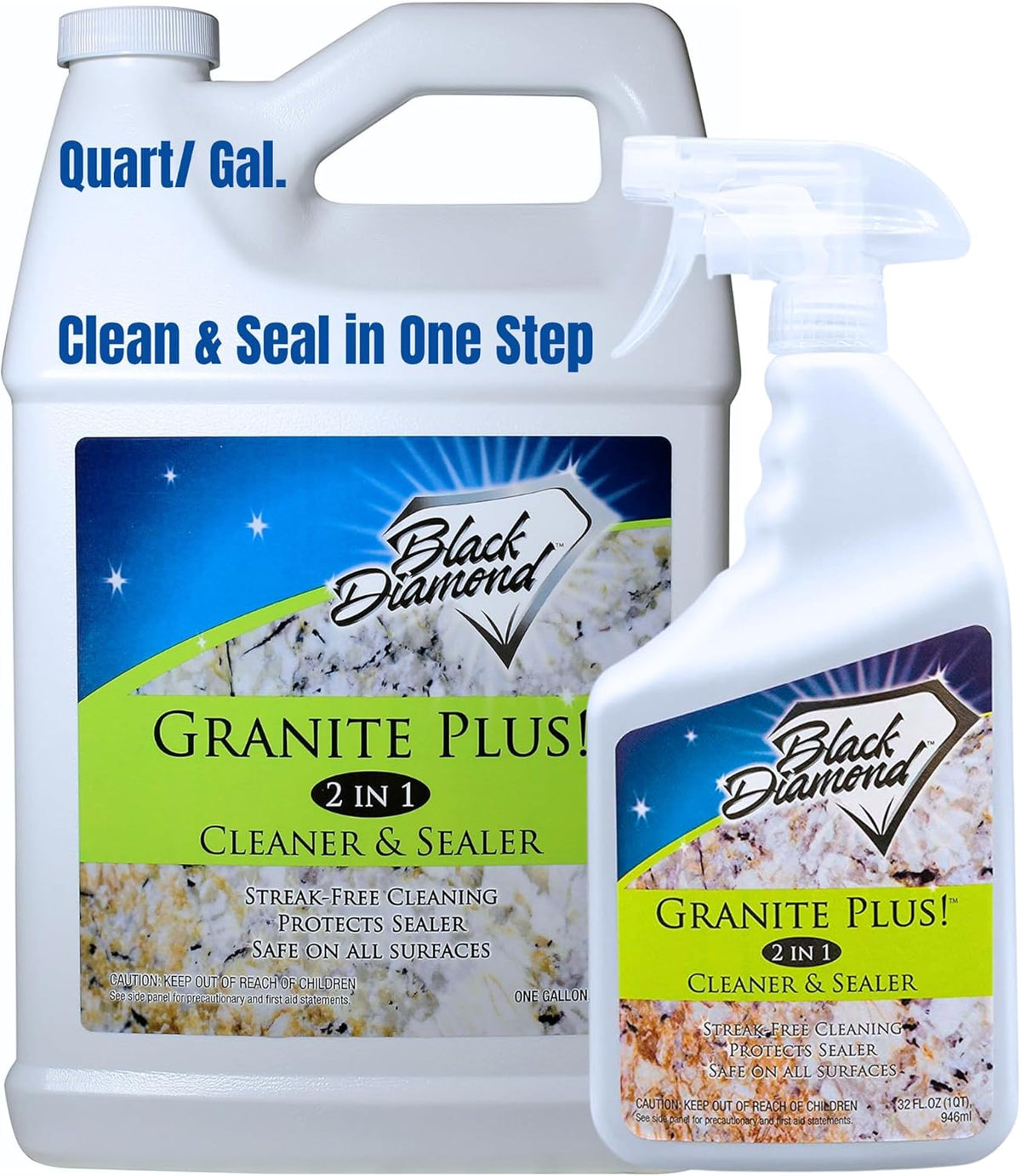 Black Diamond Stoneworks GRANITE PLUS! 2 in 1 Cleaner & Sealer for Granite, Marble, Travertine