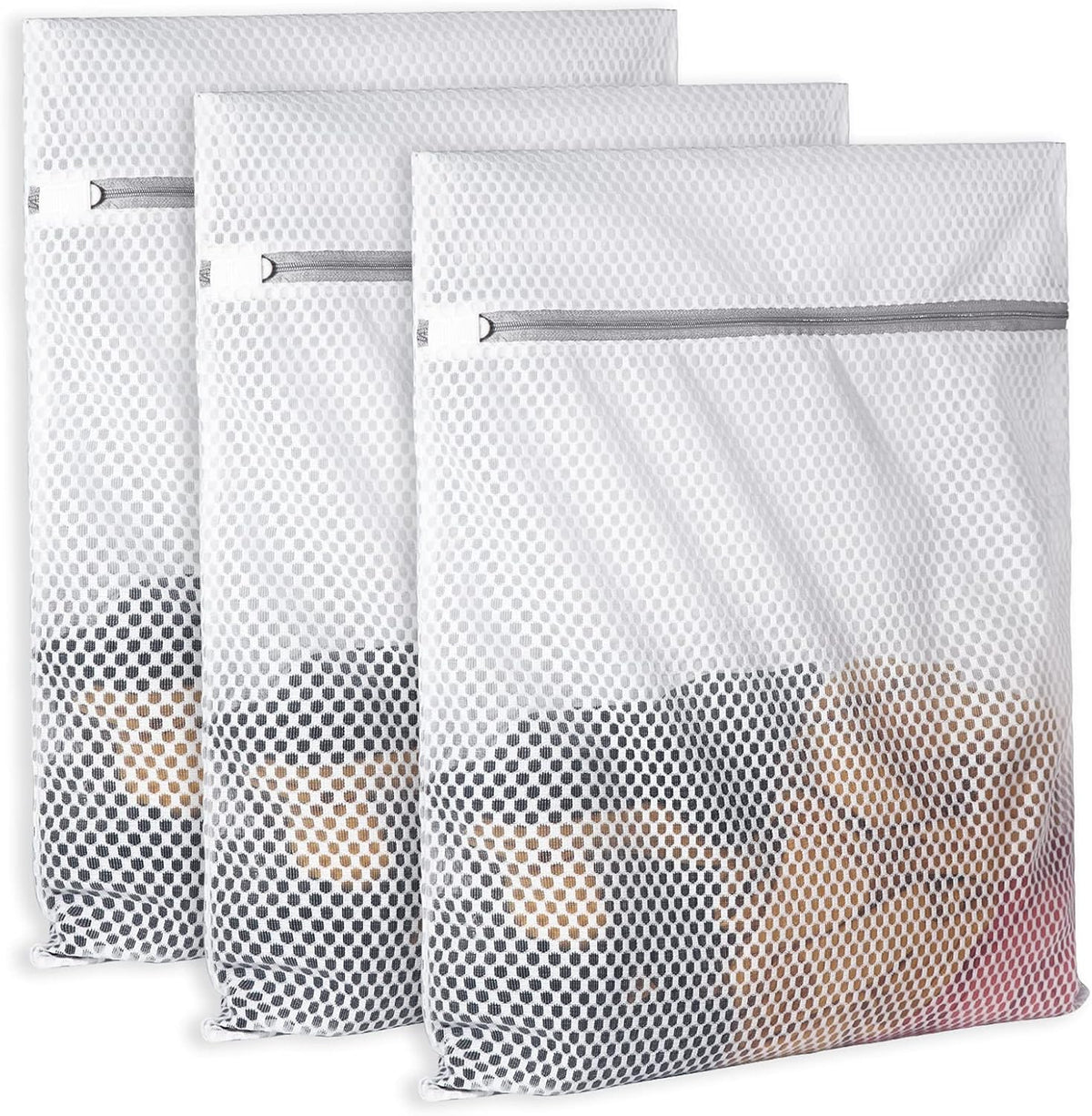 3Pcs Durable Honeycomb Mesh Laundry Bags for Delicates 125gsm Net Fabric Durable and Reusable