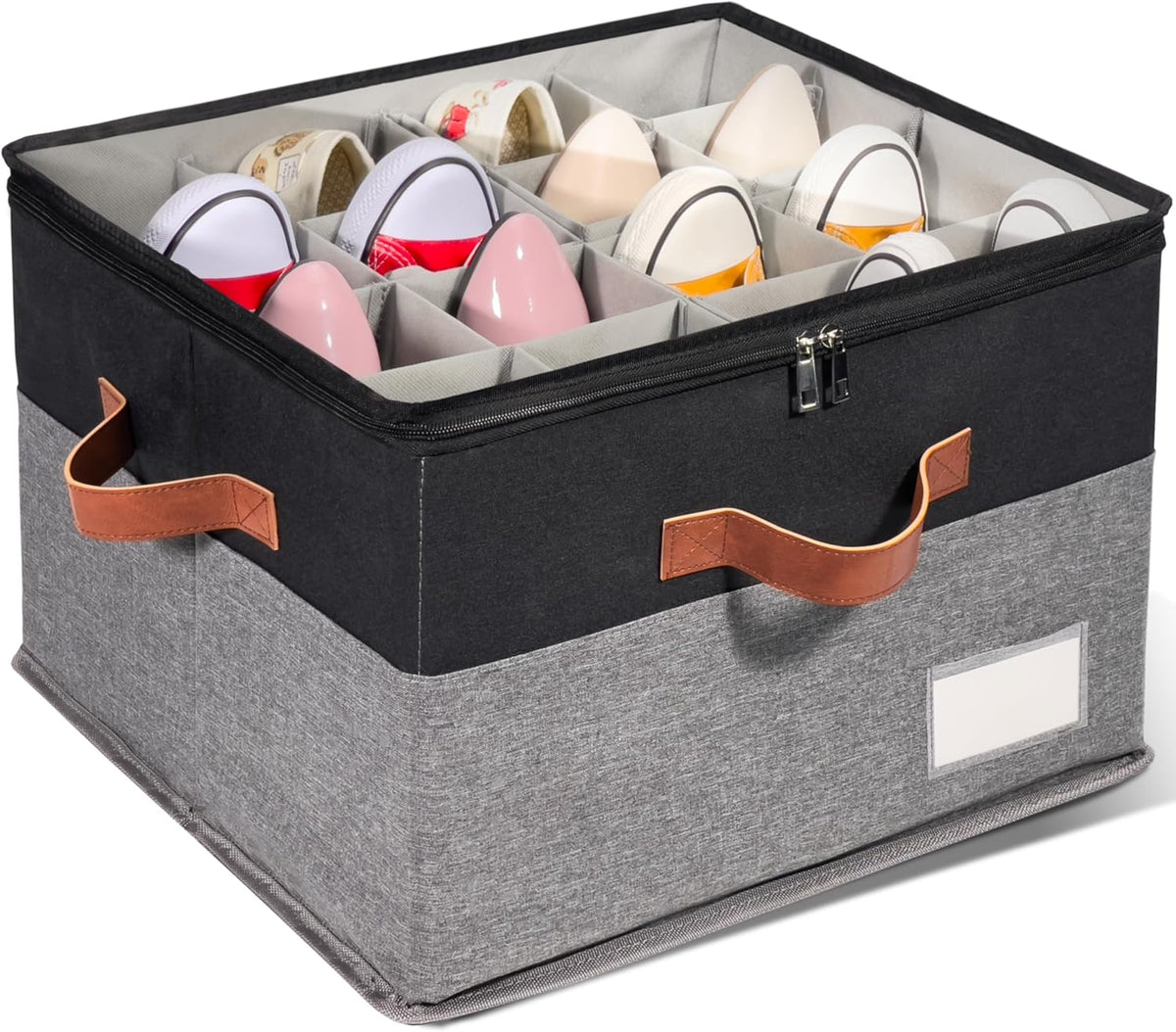1 Pack Shoe Organizer for Closet, Adjustable Shoe Box Storage Containers, Large Foldable Shoe Bins