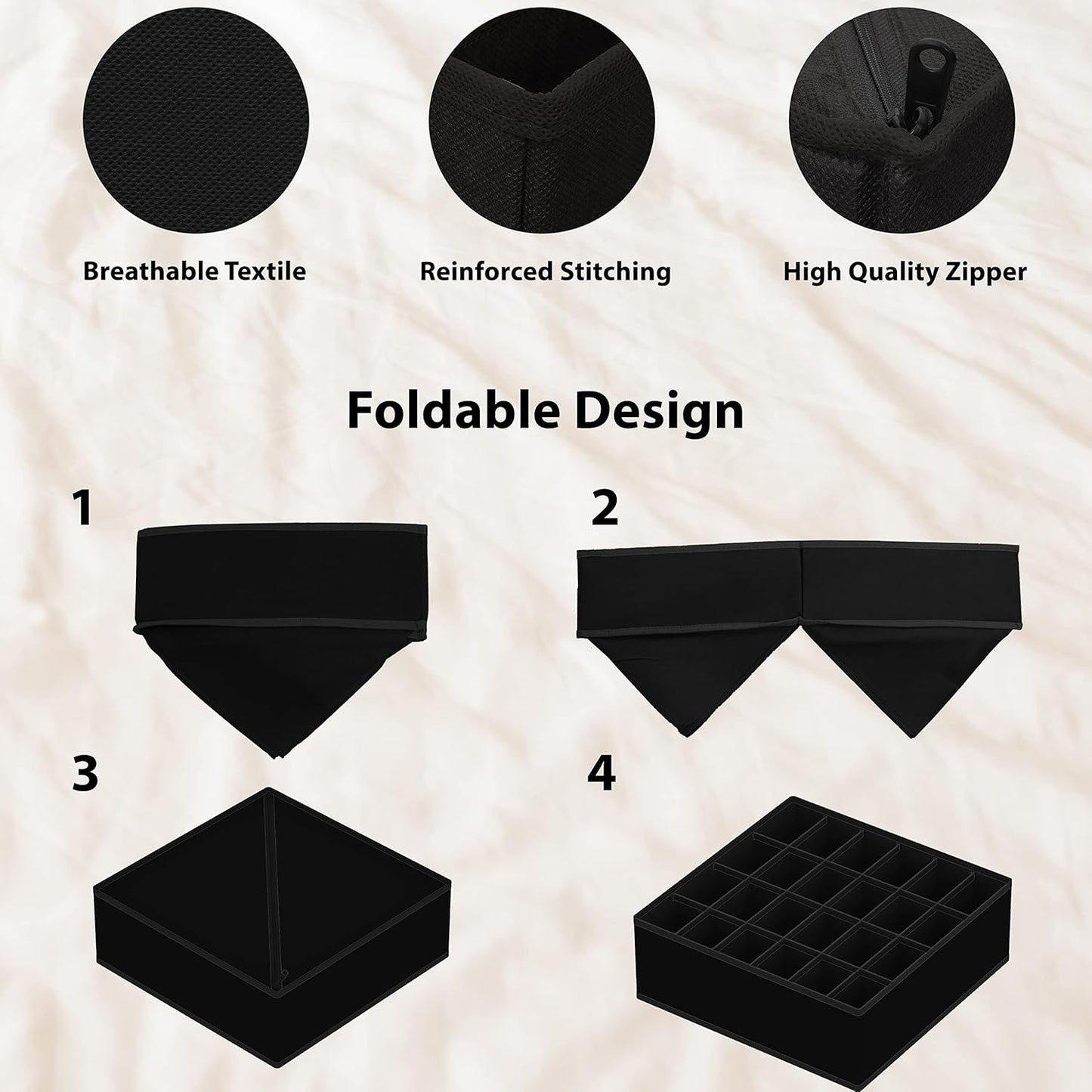 Simple Houseware 4-Pack Drawer Organizer Set - Closet Dividers for Underwear, Socks, Bras, Scarves