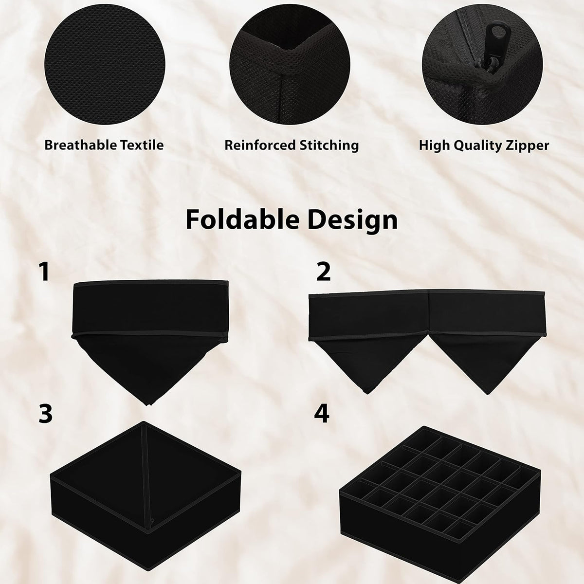 Simple Houseware 4-Pack Drawer Organizer Set - Closet Dividers for Underwear, Socks, Bras, Scarves