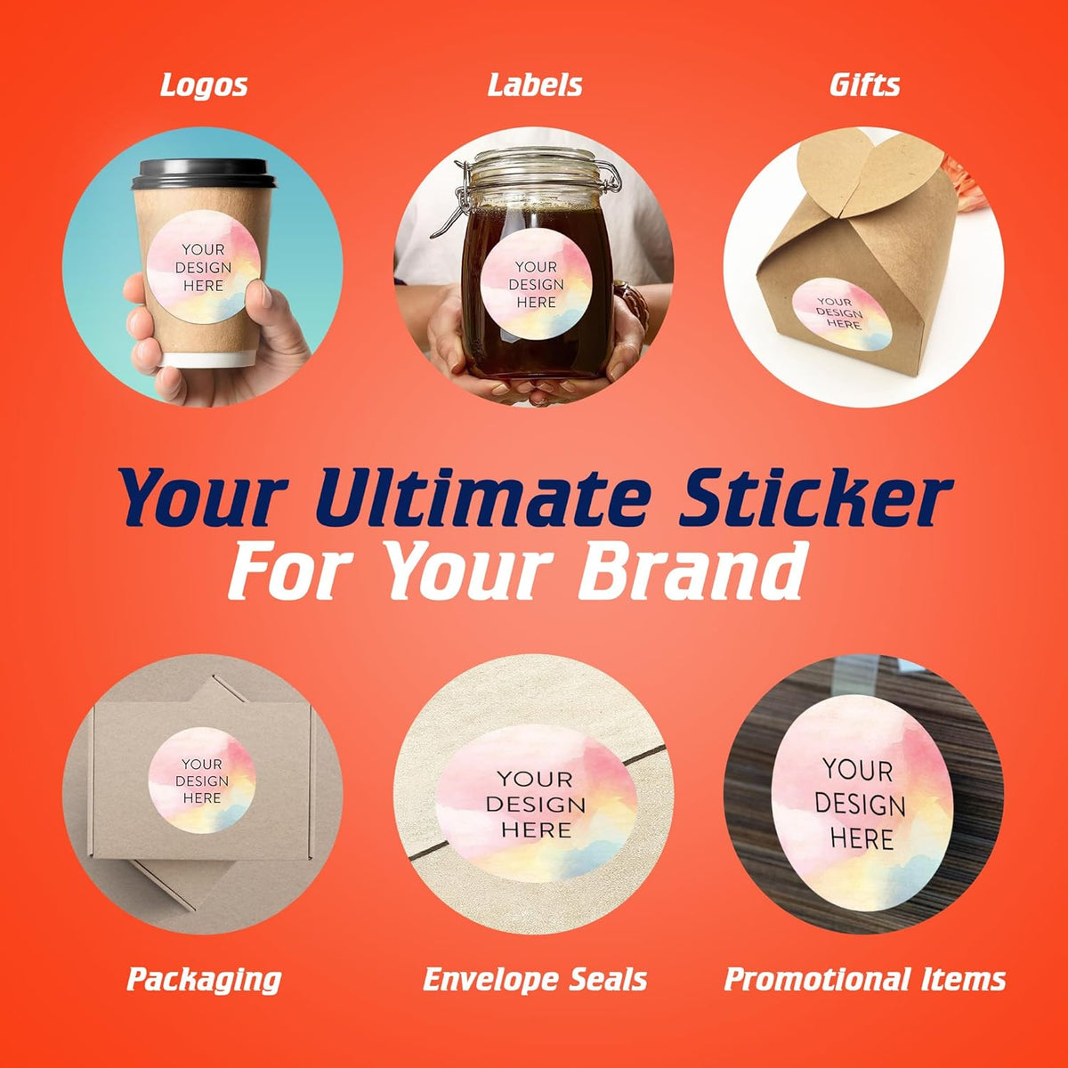 100 Custom Vinyl Stickers - Upload Your own Image, Text, Design, Logo - Personalized Logo Labels