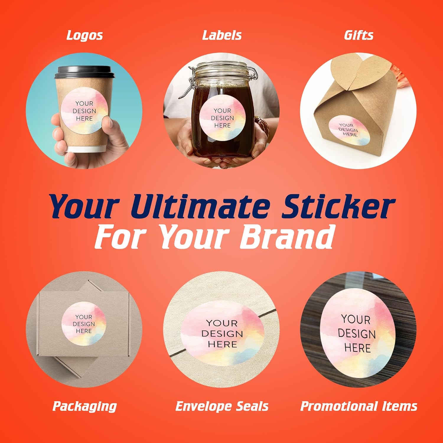 100 Custom Vinyl Stickers - Upload Your own Image, Text, Design, Logo - Personalized Logo Labels