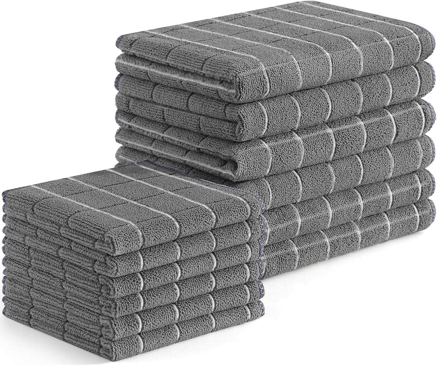 Homaxy Microfiber Kitchen Towels and Dishcloths Set, 12 Pack Soft and Absorbent Dish Hand Towels