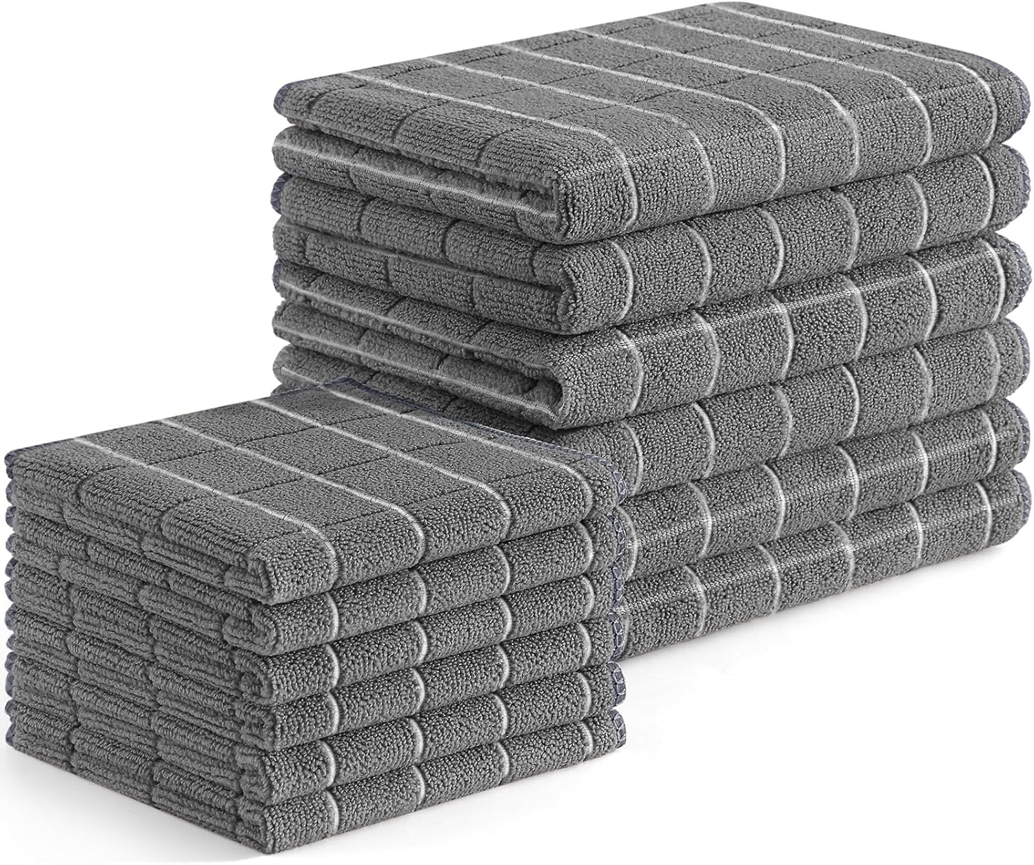 Homaxy Microfiber Kitchen Towels and Dishcloths Set, 12 Pack Soft and Absorbent Dish Hand Towels