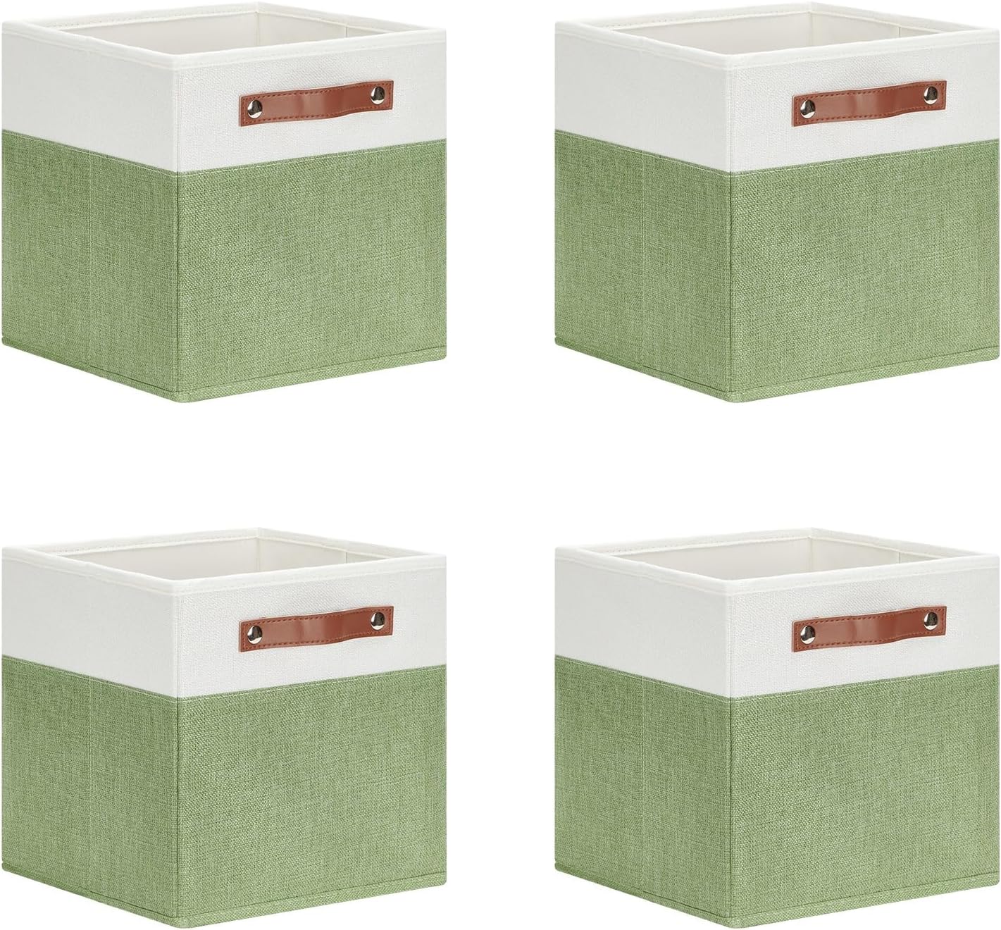 DULLEMELO 11x11 Cube Fabric Organizer Storage Bins for Shelf, Toy Square Green Bins, Kids Clothes
