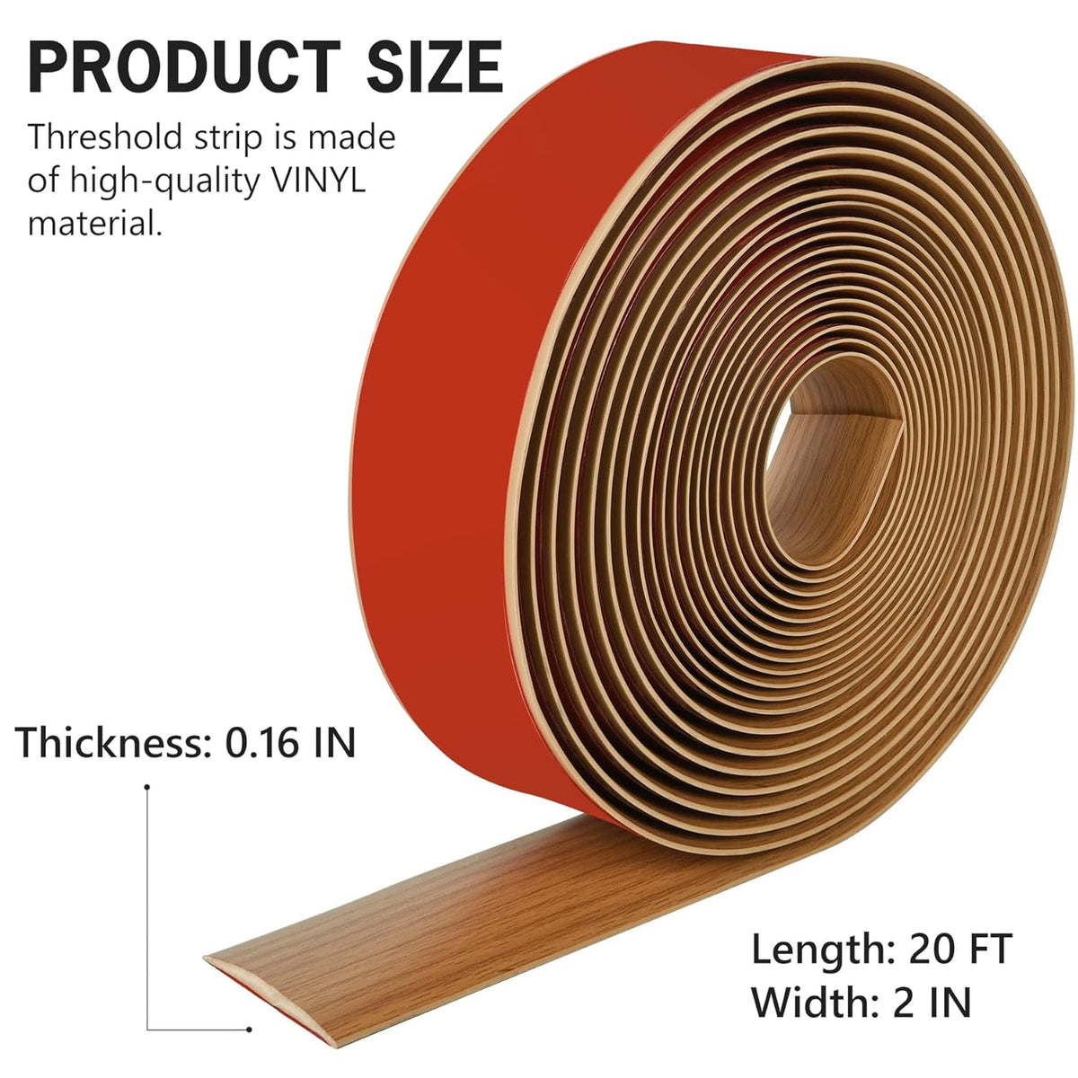 20Ft Floor Transition Strip Self Adhesive Vinyl Cover Floor Strip Flat Divider Transition Strip