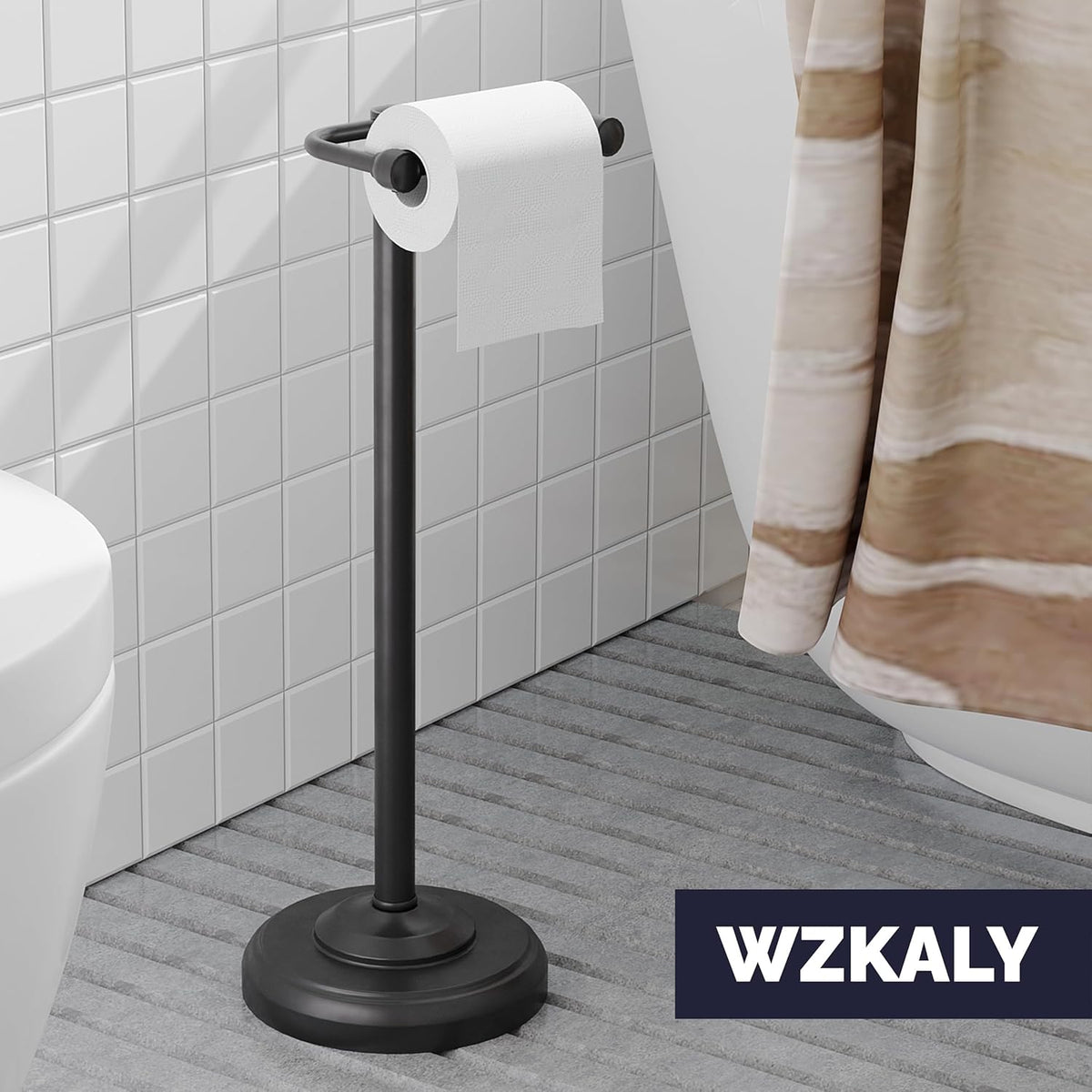 Black Toilet Paper Holder Stand, Matte Black Toilet Paper Holder Free Standing, Post Pivoting