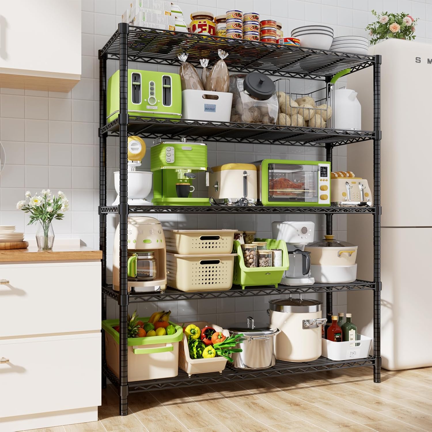 Storage Shelves, 4 PCS 48" L x 20" W x 72" H Heavy Duty Garage Wire Shelving Unit Loads 2000LBS