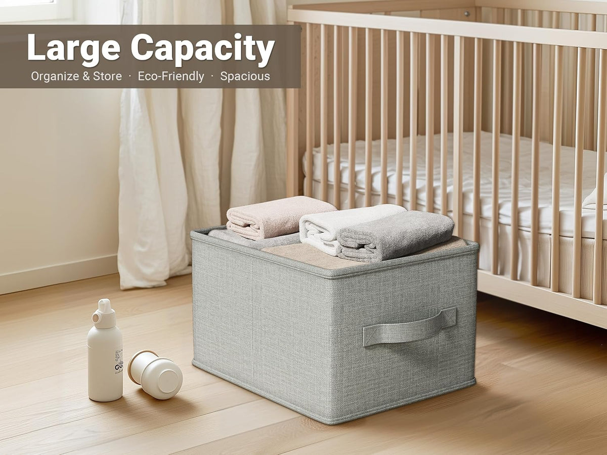 3 Pack Fabric Storage Bins for Shelves | 16.25x12x10in Closet Storage Baskets | Collapsible Storage