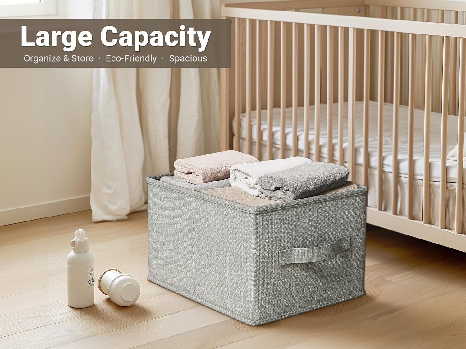 3 Pack Fabric Storage Bins for Shelves | 14.75x10.25x8.25 in Storage Baskets | Fabric Closet
