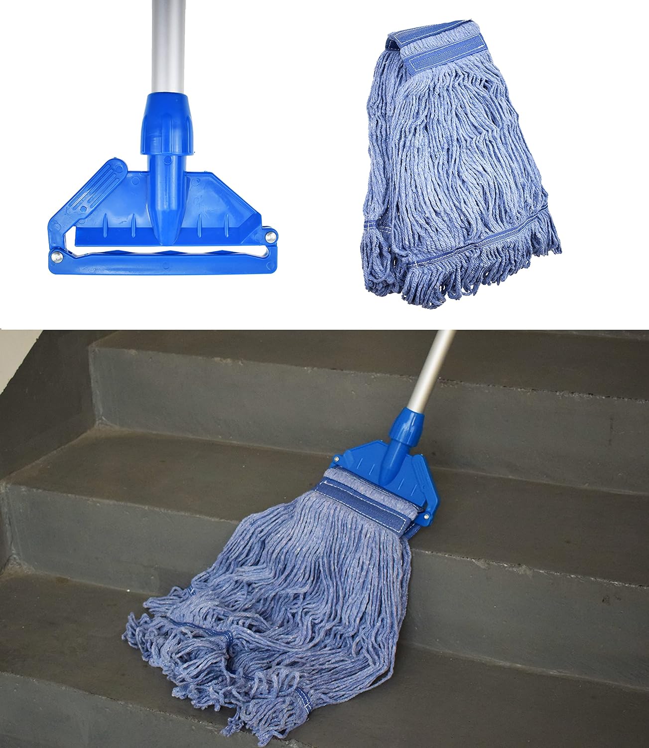 Mop Head Replacement Commercial Heavy Duty String Blue Wet Mop Heads for 3 Typs Commercial Mop