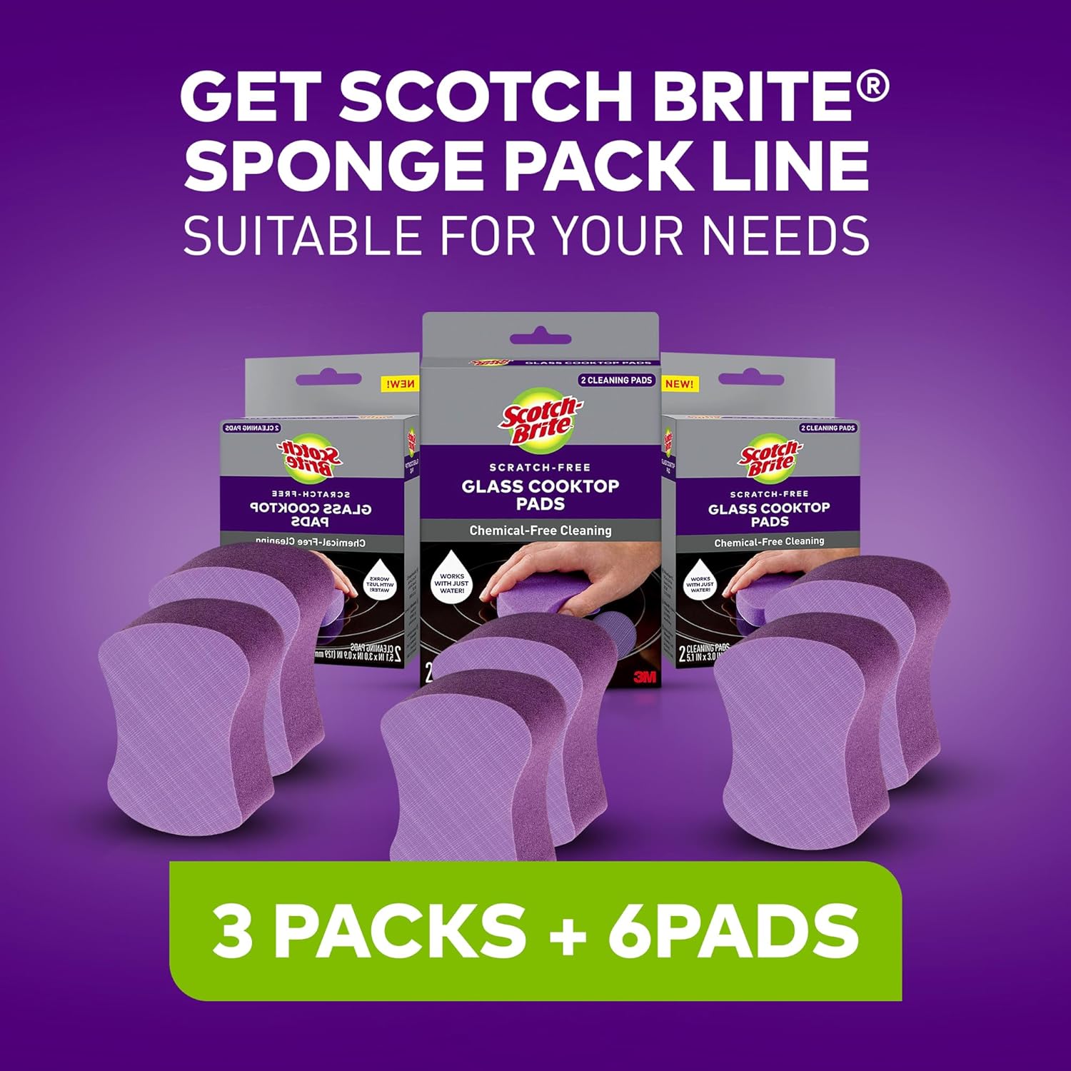 Scotch-Brite Glass Cooktop Pads, Scratch-Free & Non-Abrasive Scrubbers for Glass or Ceramic