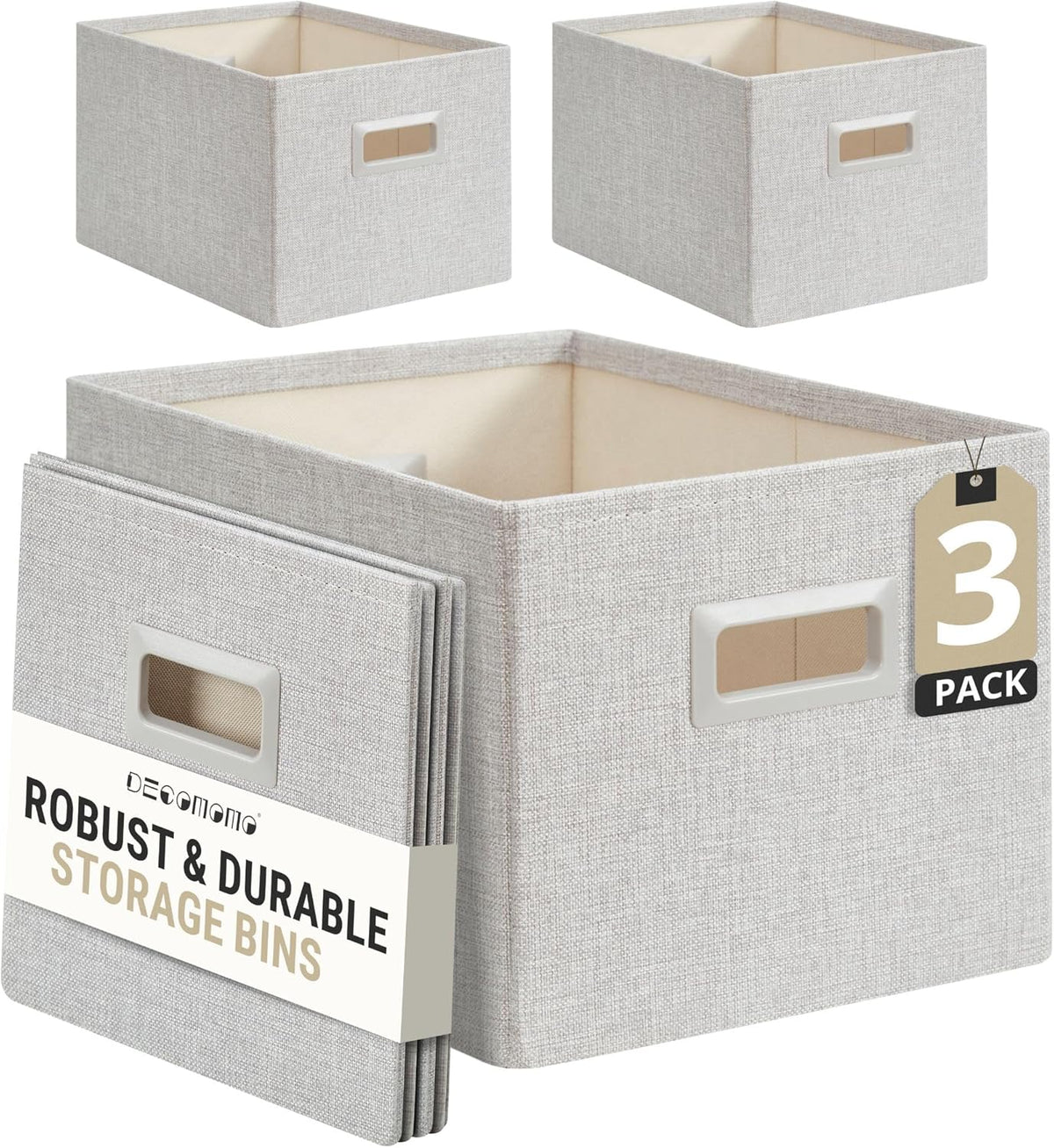 DECOMOMO Storage Bins for Shelves Robust Fabric Closet Bins for Shelves Toy Storage Clothes Books