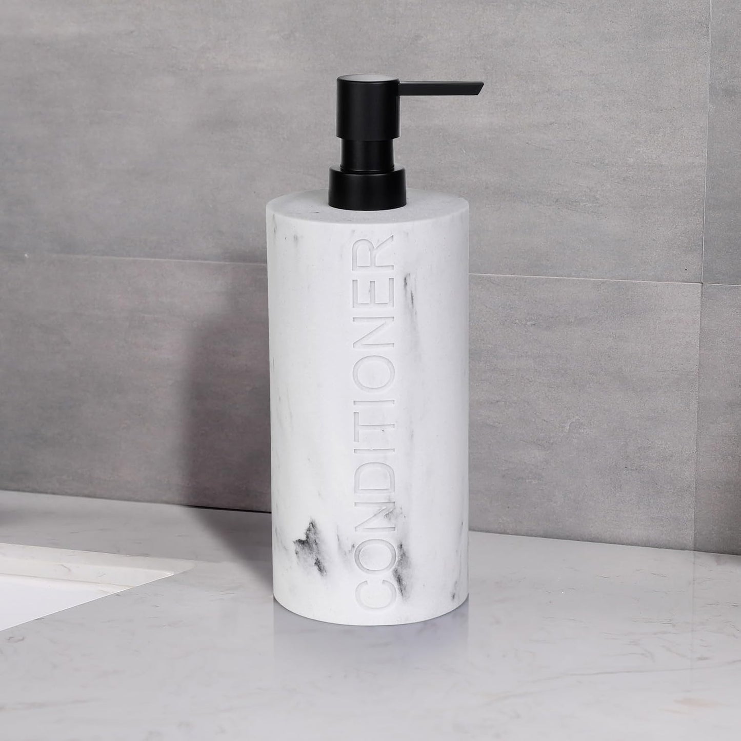Conditioner Dispenser – Luxurious Refillable Pump Bottle with Embossed Text, Durable Construction