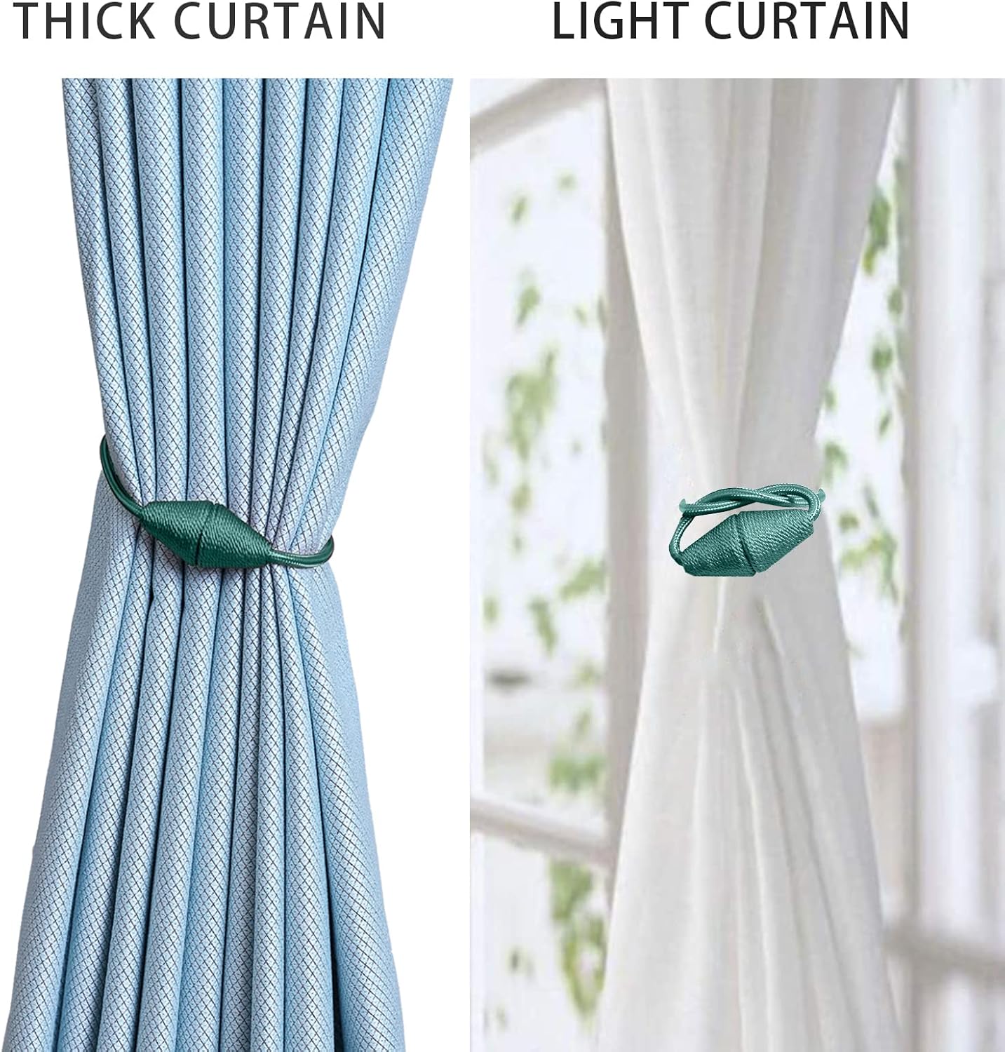 2 PCS Magnetic Curtain Tiebacks, European Style Convenient Drape Tie Backs Holdbacks for Thin or