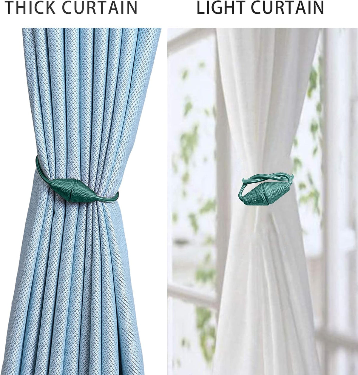 2 PCS Magnetic Curtain Tiebacks, European Style Convenient Drape Tie Backs Holdbacks for Thin or