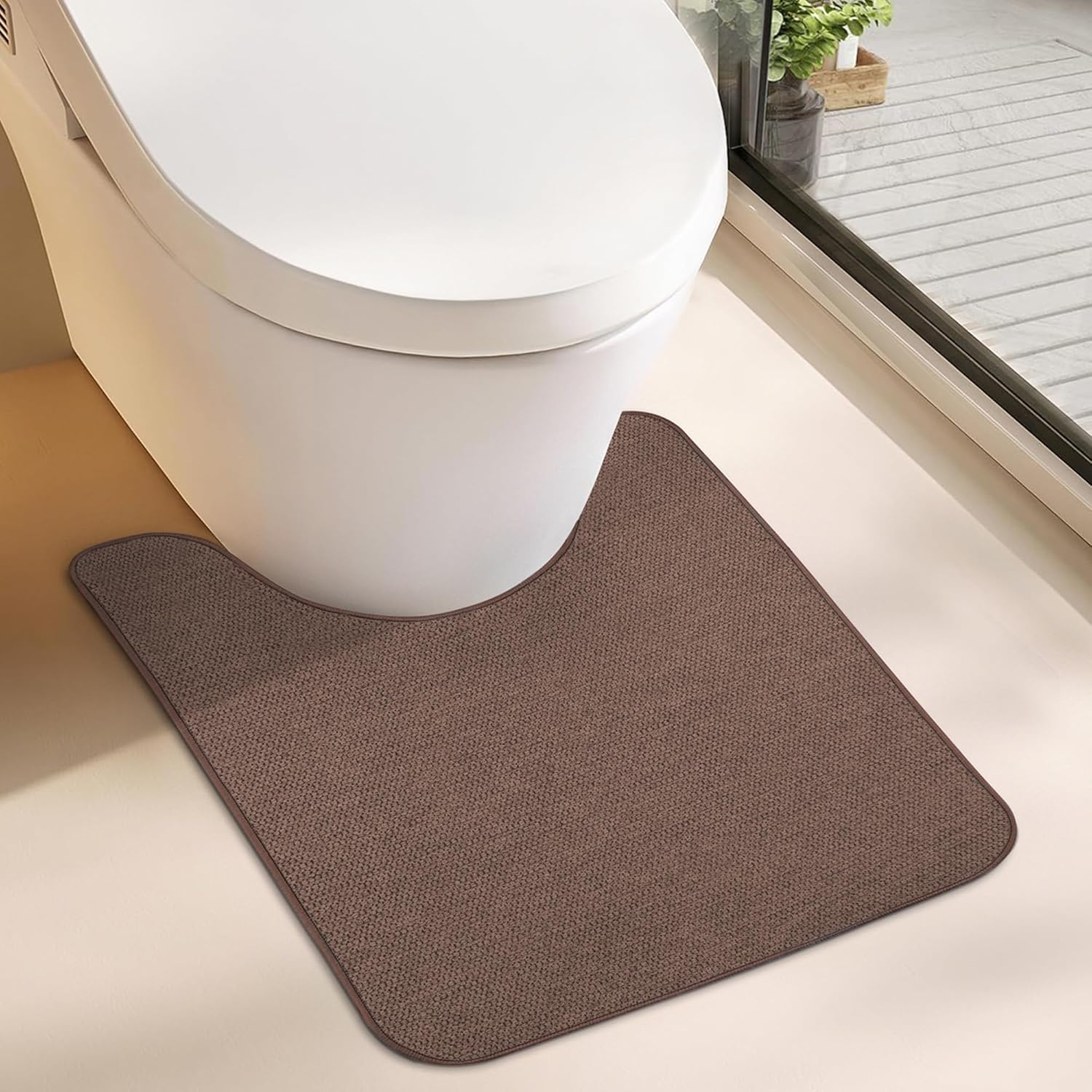 Toilet Rugs U Shaped Bathroom Rug,Machine Washable Non Slip Quick Dry Super Absorbent Ultra Thin